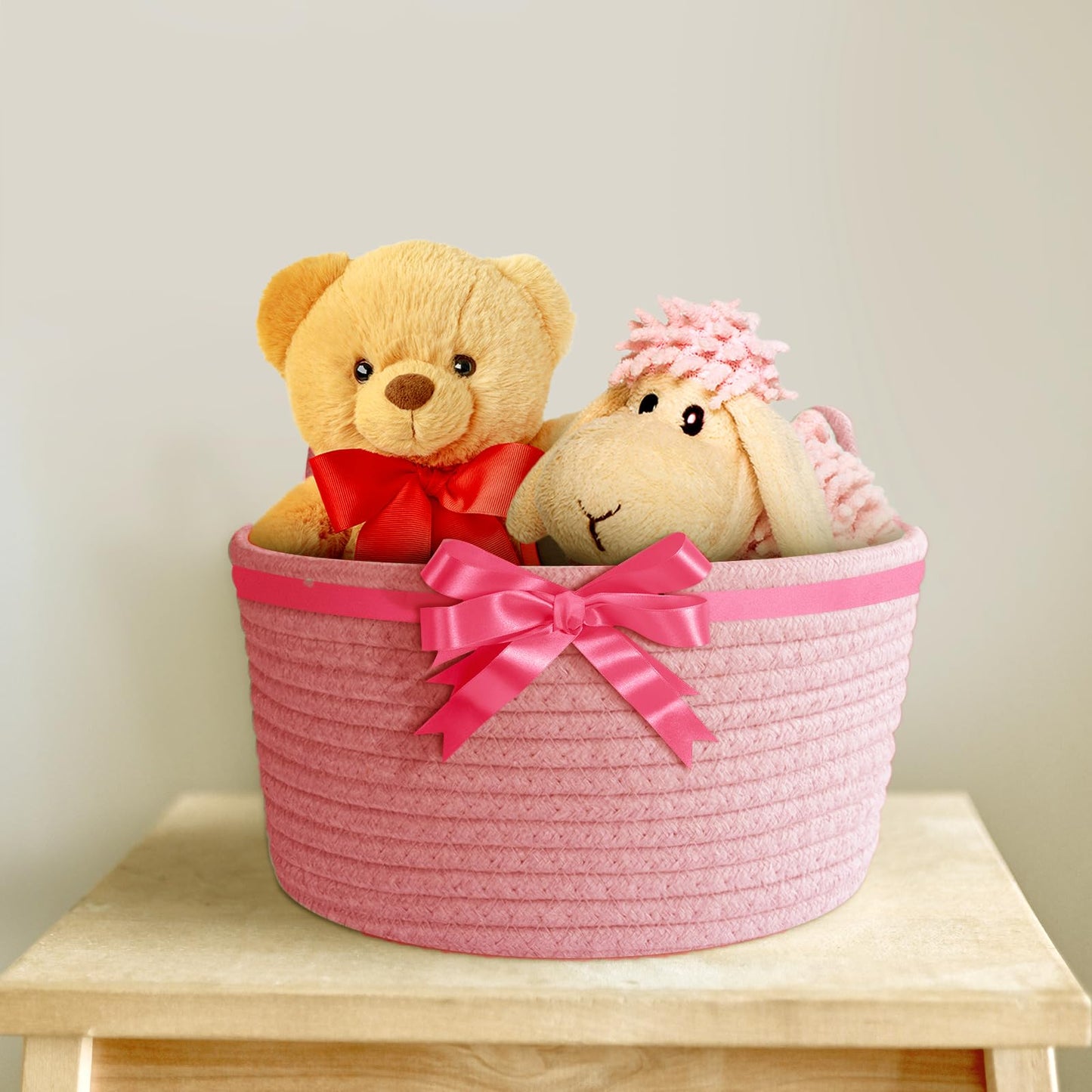 Cafshion - Cesta pequeña para orejas de gato, organizador de cuerda de algodón tela con asas, cubeta decorativo para guardería y caja para bebé, almacenamiento de juguetes para mascotas