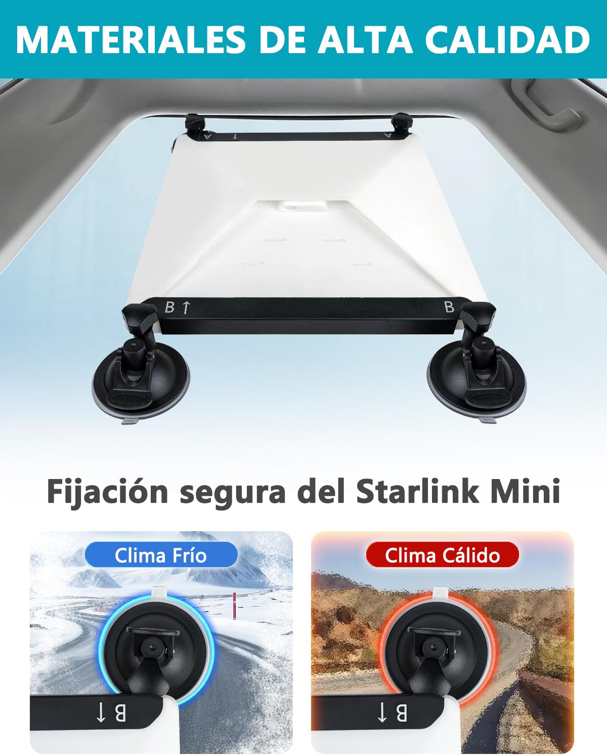Kit de Mount para Starlink Mini para Coche, Kit de Montaje con Ventosa para Starlink Mini para Ventana y Techo Corredizo de Coche, Base para Starlink Mini, Mini Soporte para Starlink Mini, Accesorios