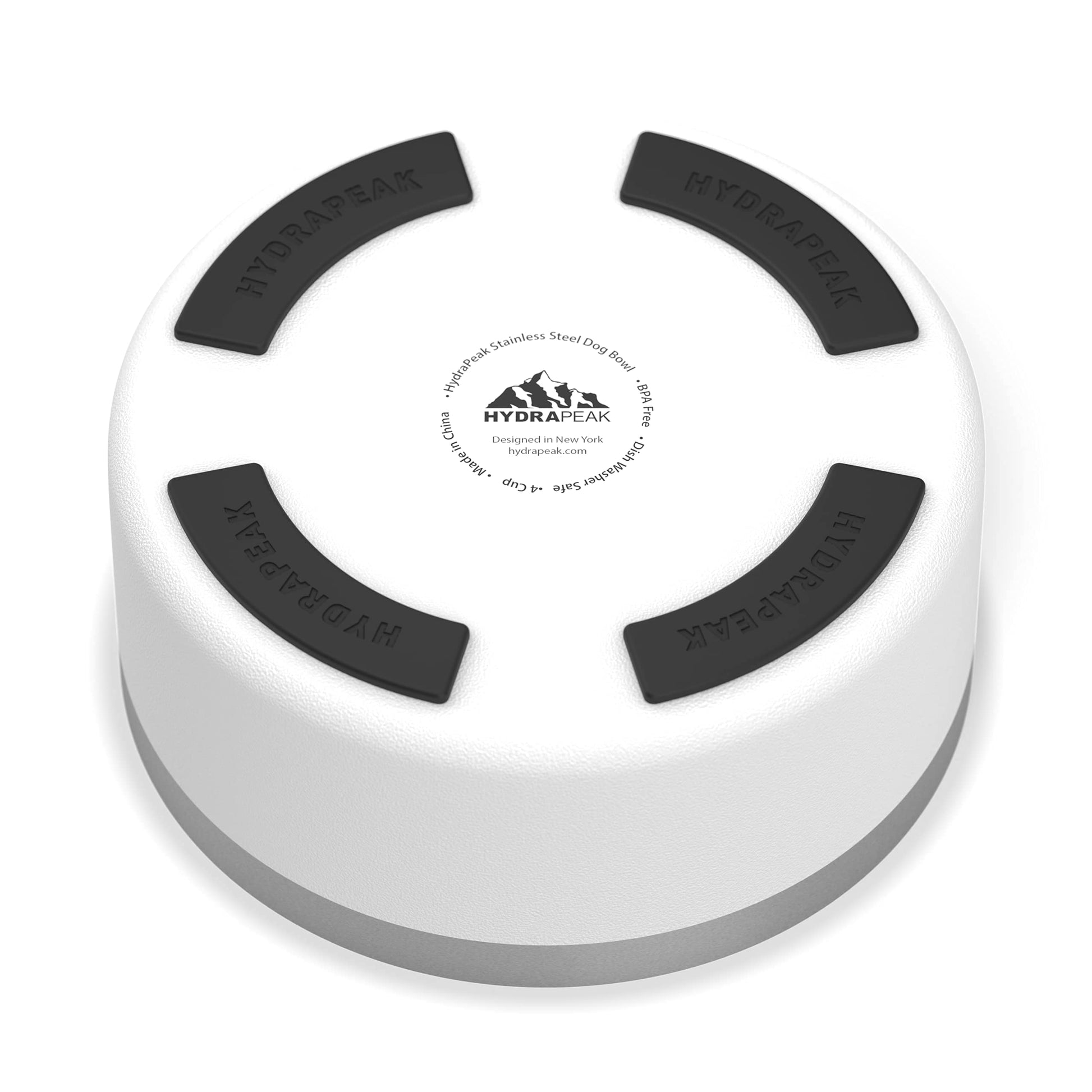 Hydrapeak Cuenco para perro, cuencos antideslizantes de acero inoxidable para agua o comida (4 tazas, blanco)