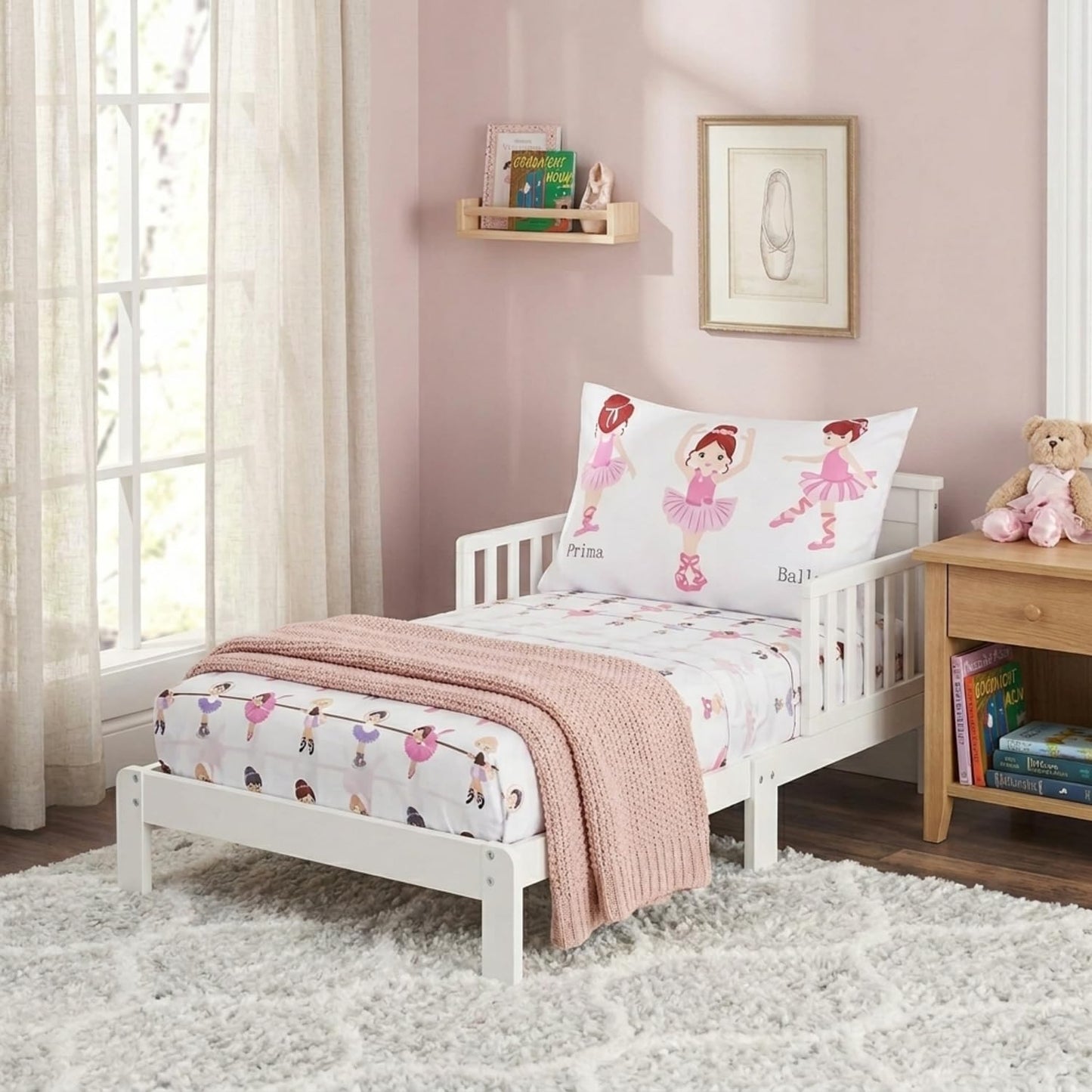 Everyday Kids - Juego de sábanas bajeras de 3 piezas para niños, sábana encimera y funda de almohada, bailarina nacida a bailar, juego de sábanas de microfibra suave y transpirable para niñas y niños