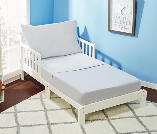 EVERYDAY KIDS - Juego de sábanas de 3 piezas para niños, ropa de cama de microfibra suave y transpirable, incluye una sábana encimera, una sábana bajera ajustable y una funda de almohada, color gris