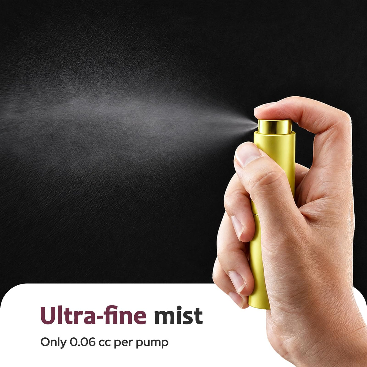 LISAPACK Botella atomizadora de perfume de 8 ml para viajes, dispensador de colonia recargable vacía, pulverizador portátil (amarillo)