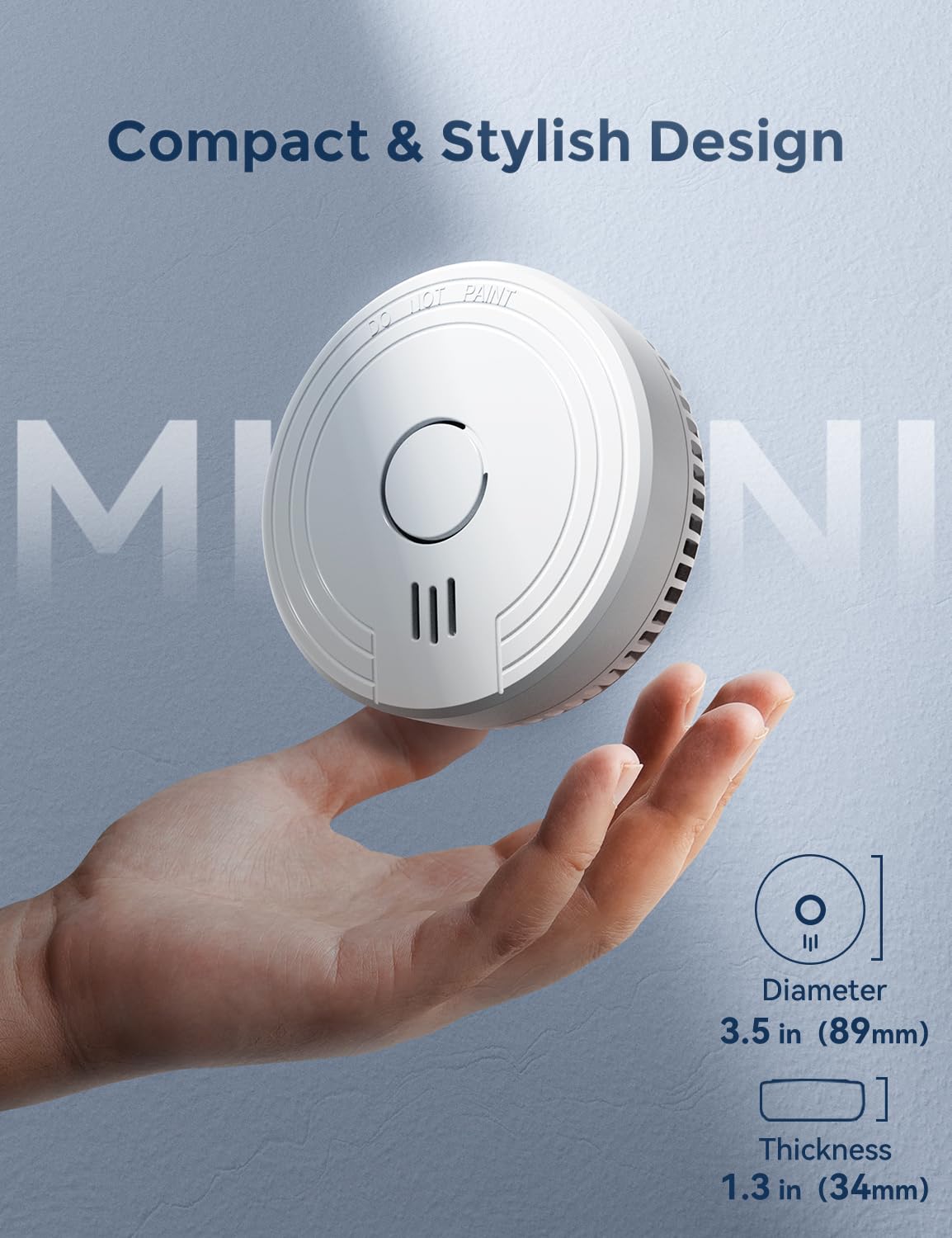 Ecoey Detector de Humo con tecnología fotoeléctrica, Detector de Incendios con botón de Prueba y señal de batería Baja, Alarma de Incendios para recámara y hogar, FJ136GB, 1 Paquete pequeño