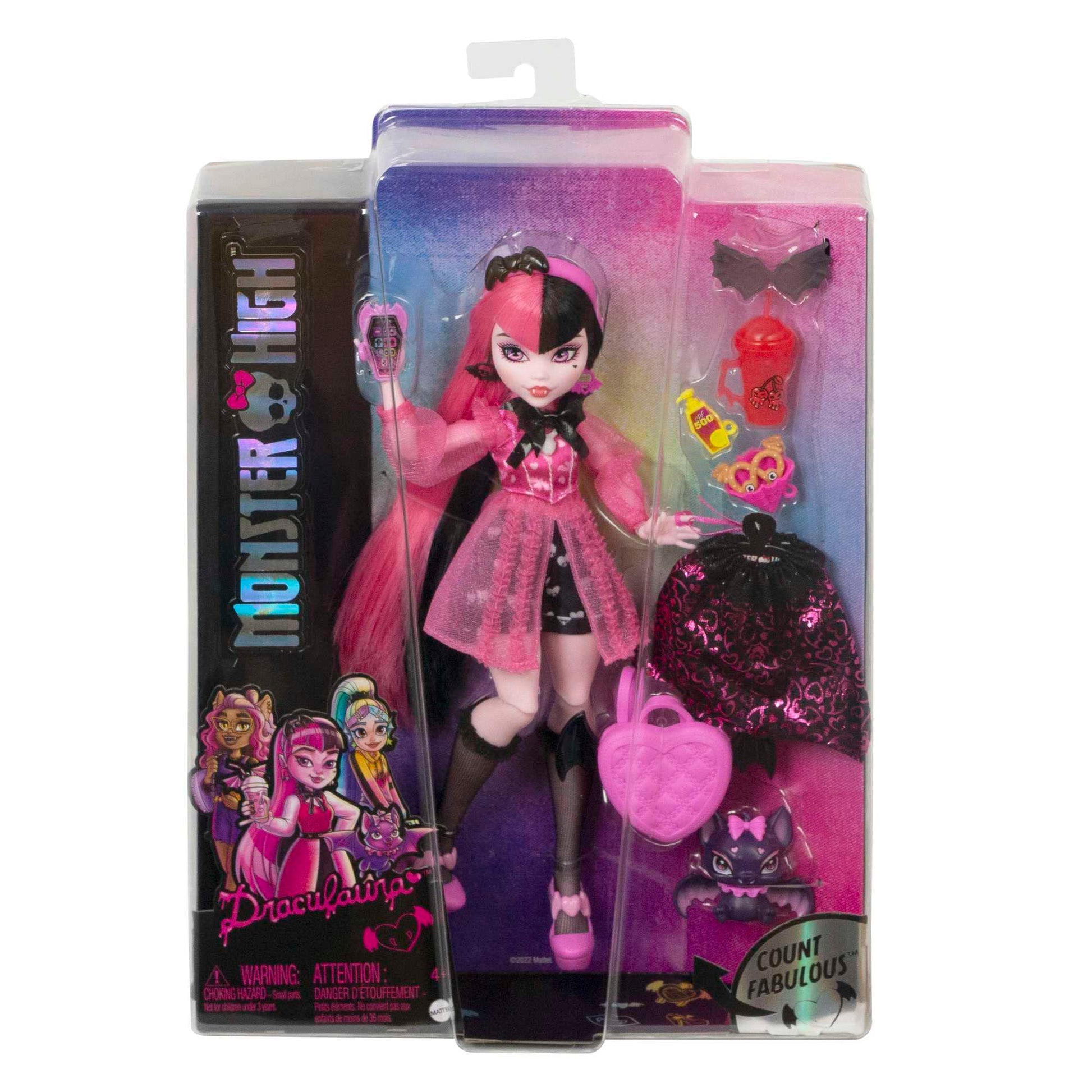 Muñeca Monster High Draculaura Vampiro con Vestimenta de Moda y Capa Elegante para Niñas