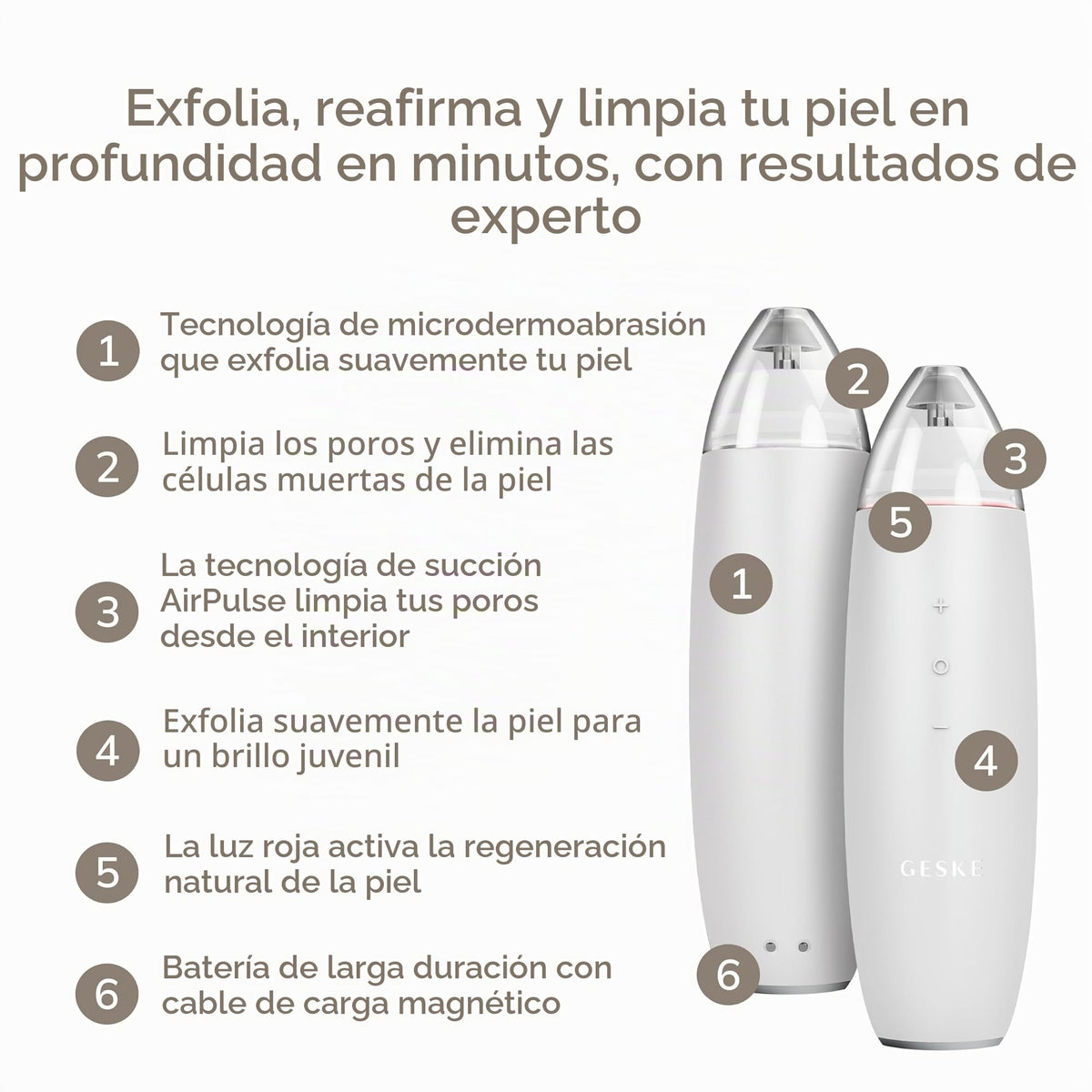GESKE | SmartAppGuided™ MicroDermabrasion Blackhead Remover | Eliminador de puntos negros 7 en 1 | Limpiador de poros eléctrico | limpieza al vacío innovadora | herramientas de belleza