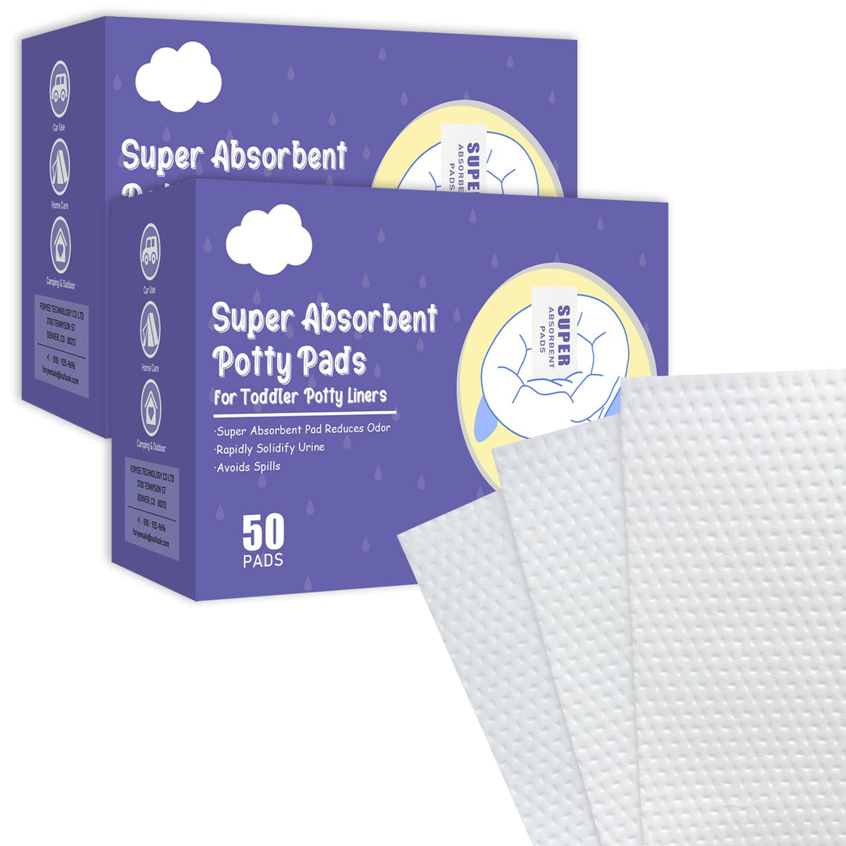 REFLYAWAY 100 paquetes de almohadillas para orejas de orina súper absorbentes portátiles para niños utilizados con bolsas de viaje para orinal, forros desechables para niños pequeños, asiento de