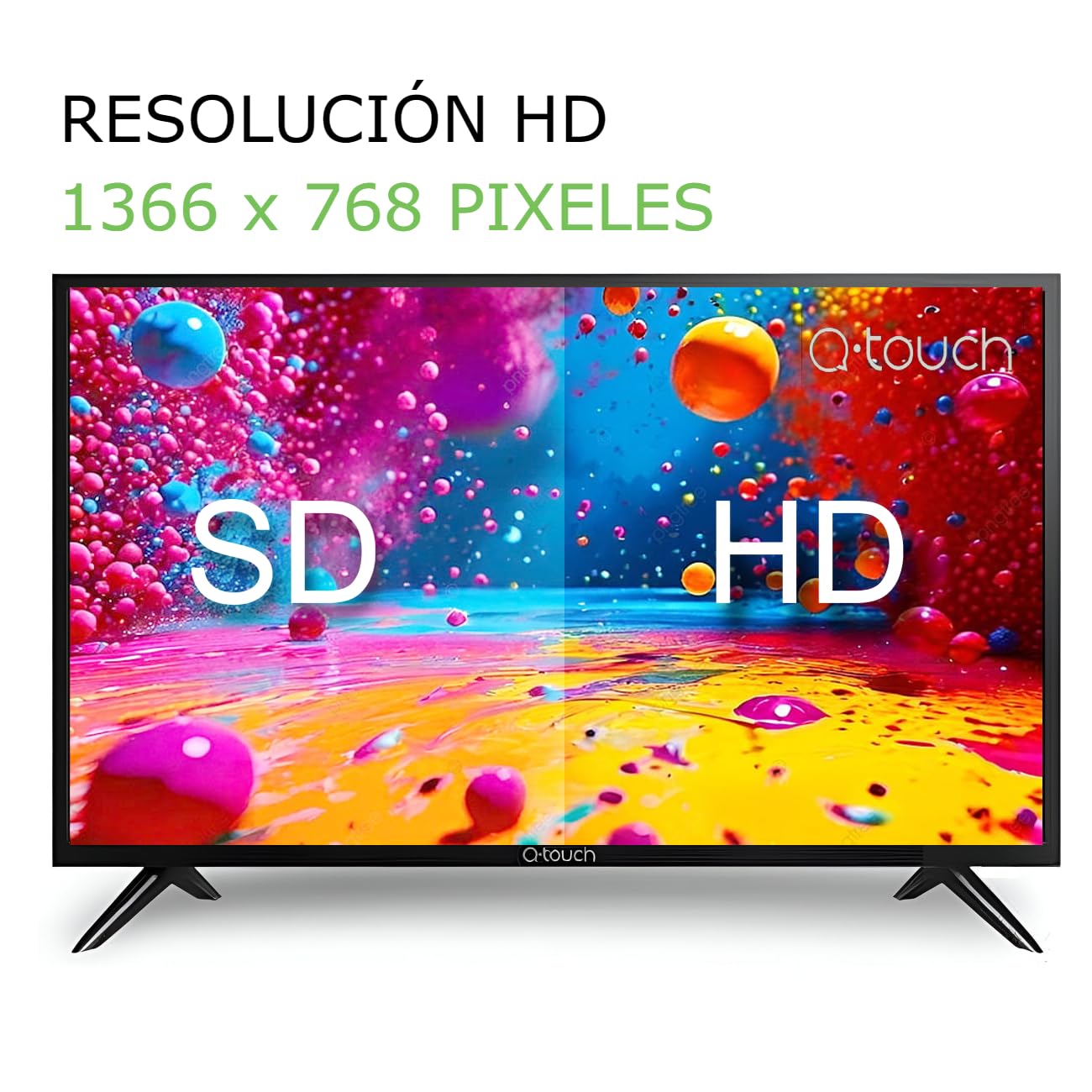 Q-touch - Smart TV Android 32" HD - Pantalla LED, WiFi, Netflix, Youtube