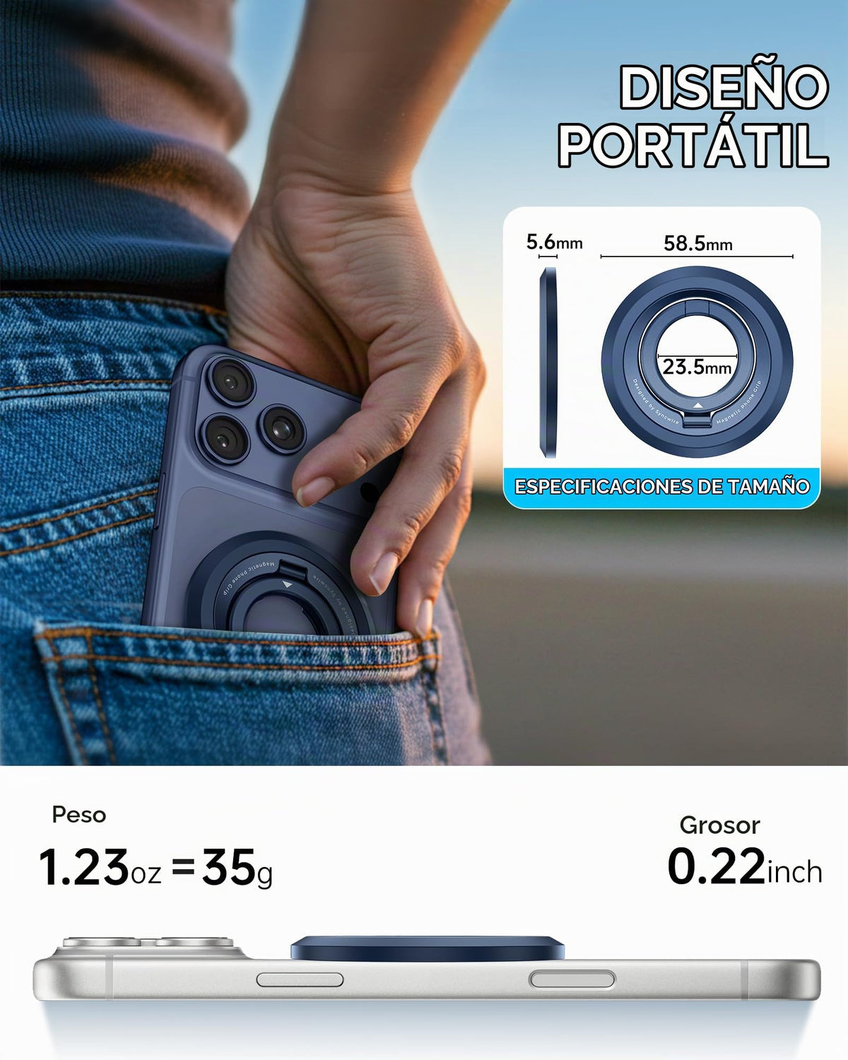 Soporte Magnético SYNCWIRE para Anillo de Teléfono MagSafe