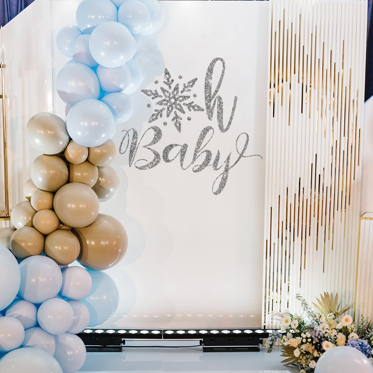Oh Baby - Letrero de pared con temática de copo de nieve para fiesta de ducha, calcomanías de invierno para decoración de arco de globos, copo de nieve de Navidad, cumpleaños, diseño de copo de nieve