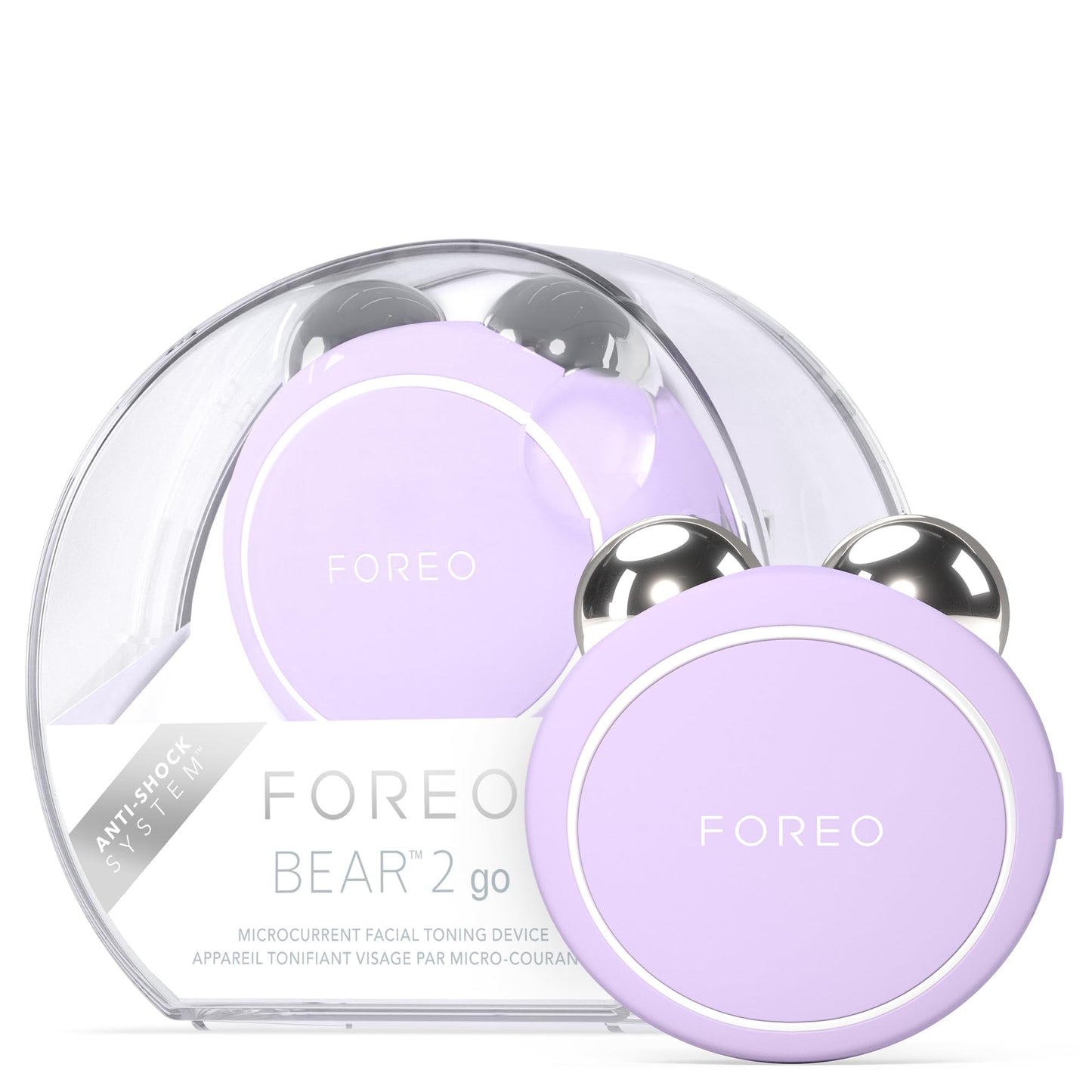 FOREO BEAR 2 go - Tonificador de microcorrientes para llevar de viaje - Masajeador facial antiarrugas - Lifting facial inmediato - Reafirma y define - Skincare compacto - Lavender