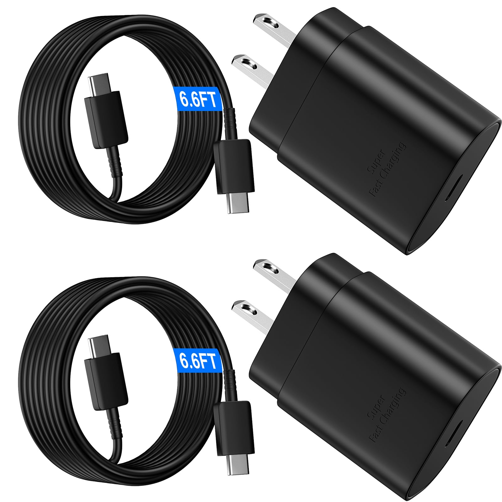 Cargador rápido USB C Tipo C de 25 W, Carga súper rápida, Cargador de teléfono Android con Cable de 6.5 pies para Galaxy S23 Ultra/S23/S23+/S22/S22 Ultra/S22+/S21