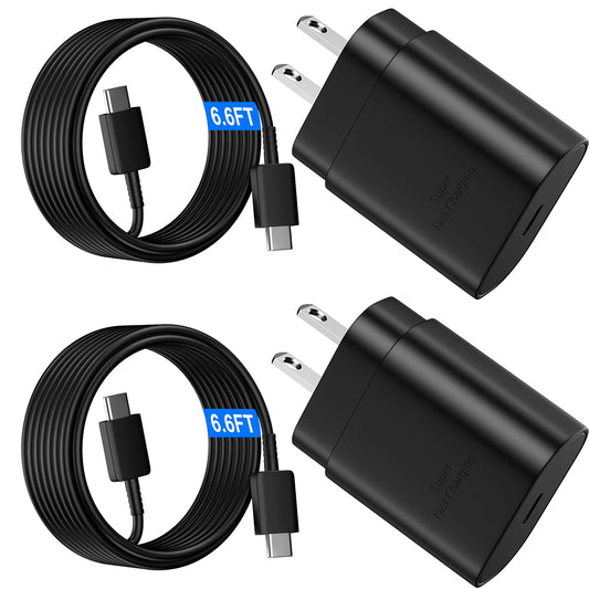 Cargador rápido USB C Tipo C de 25 W, Carga súper rápida, Cargador de teléfono Android con Cable de 6.5 pies para Galaxy S23 Ultra/S23/S23+/S22/S22 Ultra/S22+/S21