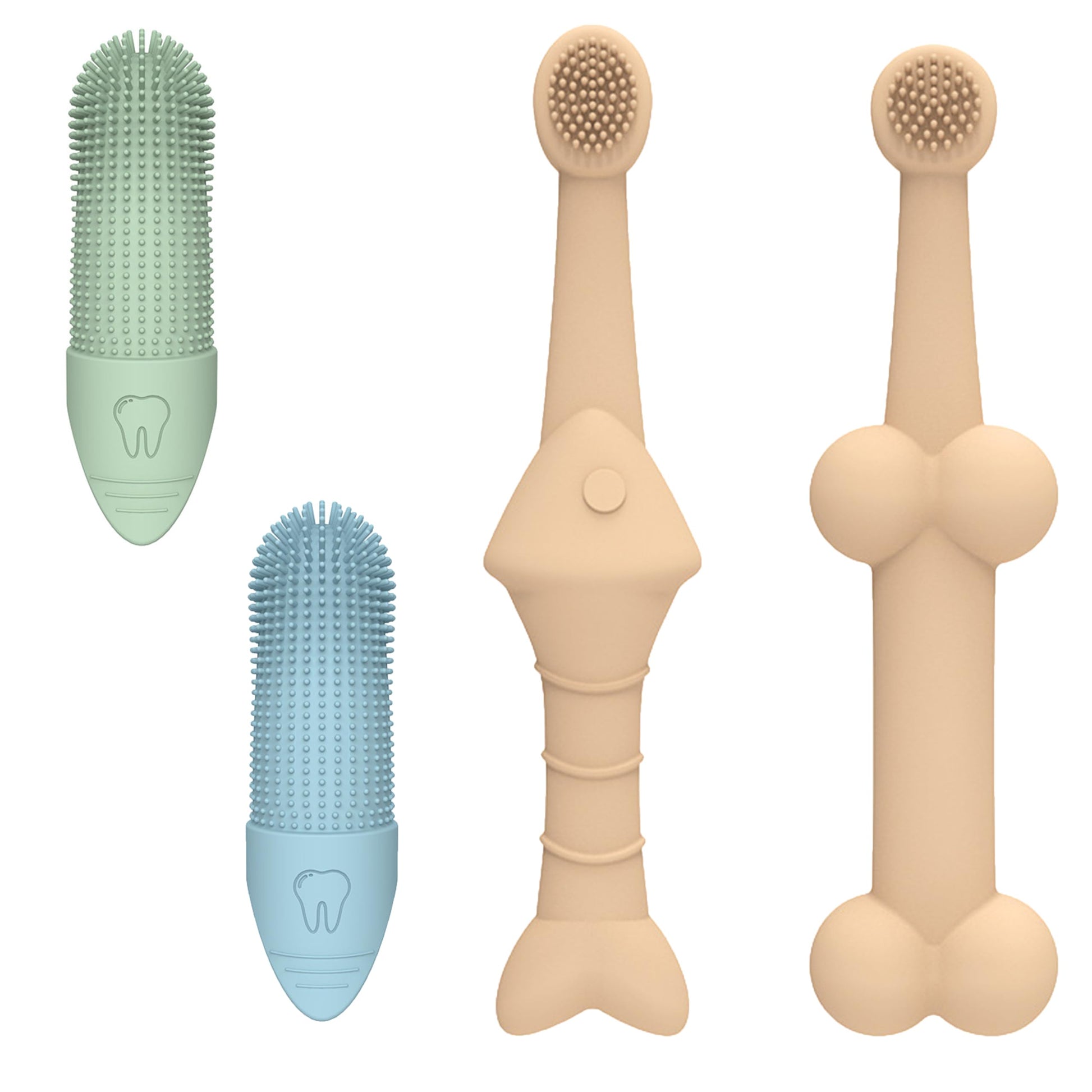 Kit Cepillos Dentales Mascotas - Pack 4 Unidades, Cerdas Suaves para Cuidado Bucal de Mascotas