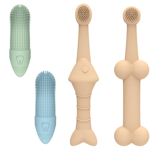 Kit Cepillos Dentales Mascotas - Pack 4 Unidades, Cerdas Suaves para Cuidado Bucal de Mascotas