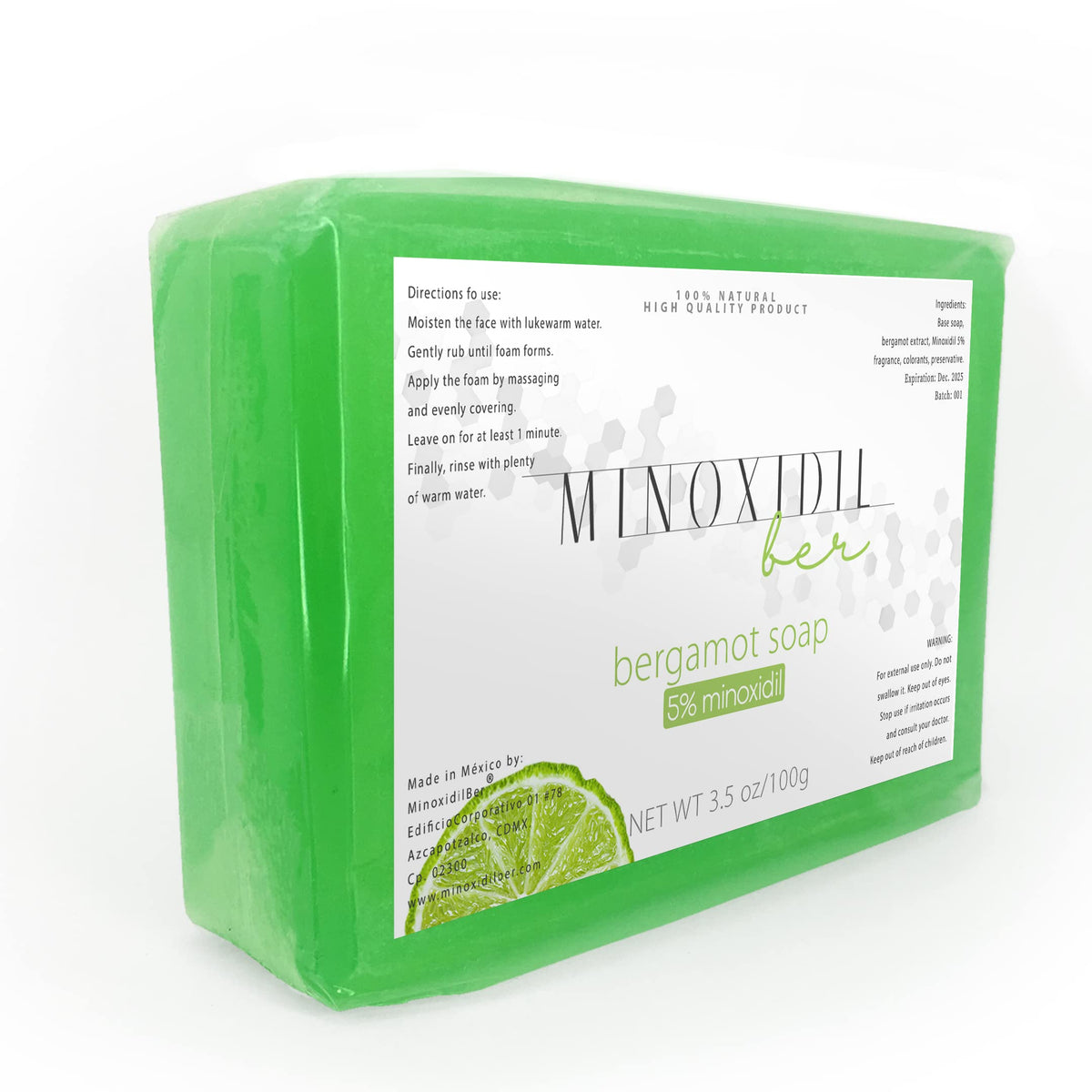 Jabón para Barba y Bigote Minoxidil 5% y Bergamota MINOXIDILBER. Set de 2 Piezas