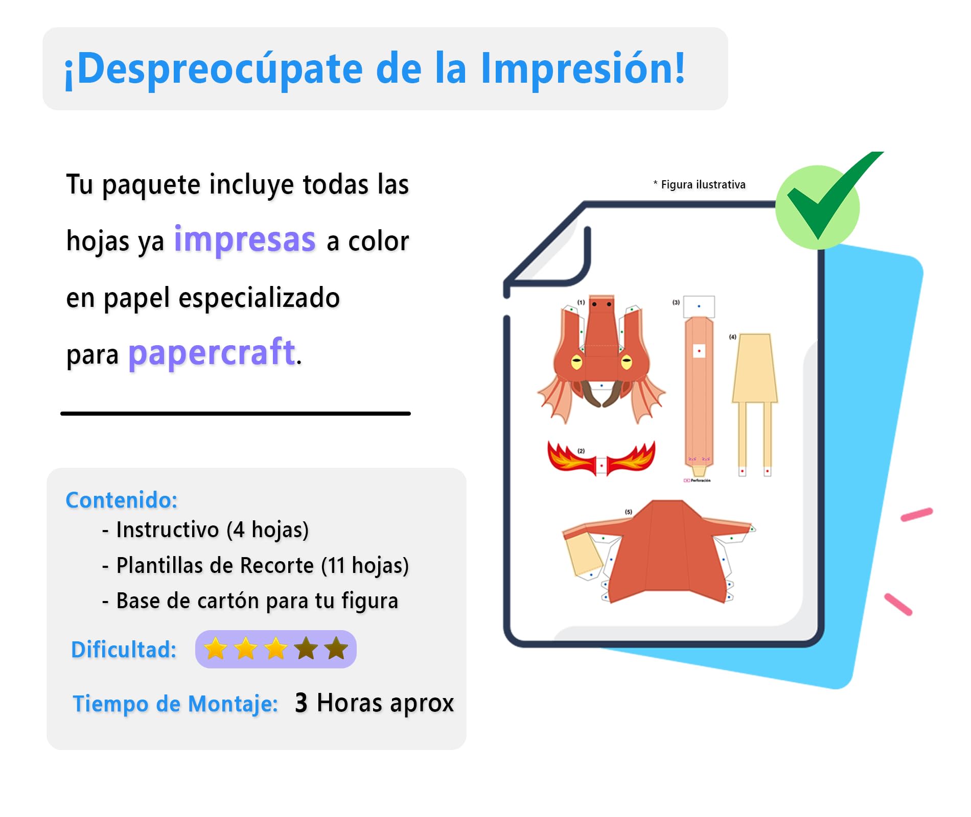 La Pintación - Máscara para Fiesta de Halloween para Adultos, Disfraz Sexy de Pantera Negra, Figura de Papercraft 3D de Terror, Kit de Hojas de Papiroflexia, Origami para Armar Cosplay