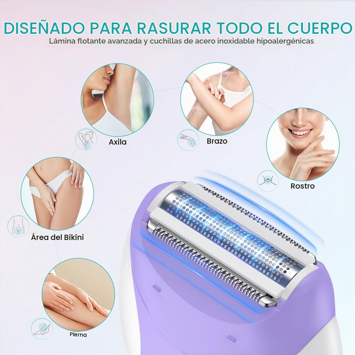 VOGOE Depiladora para Mujeres: Depiladoras Inalámbricas para Mujeres, Afeitadora Eléctrica 4 En 1, 2 Velocidades Y 21 Pinzas para Cara, Piernas, Brazos, Axilas, Bikini, Hr310 Púrpura