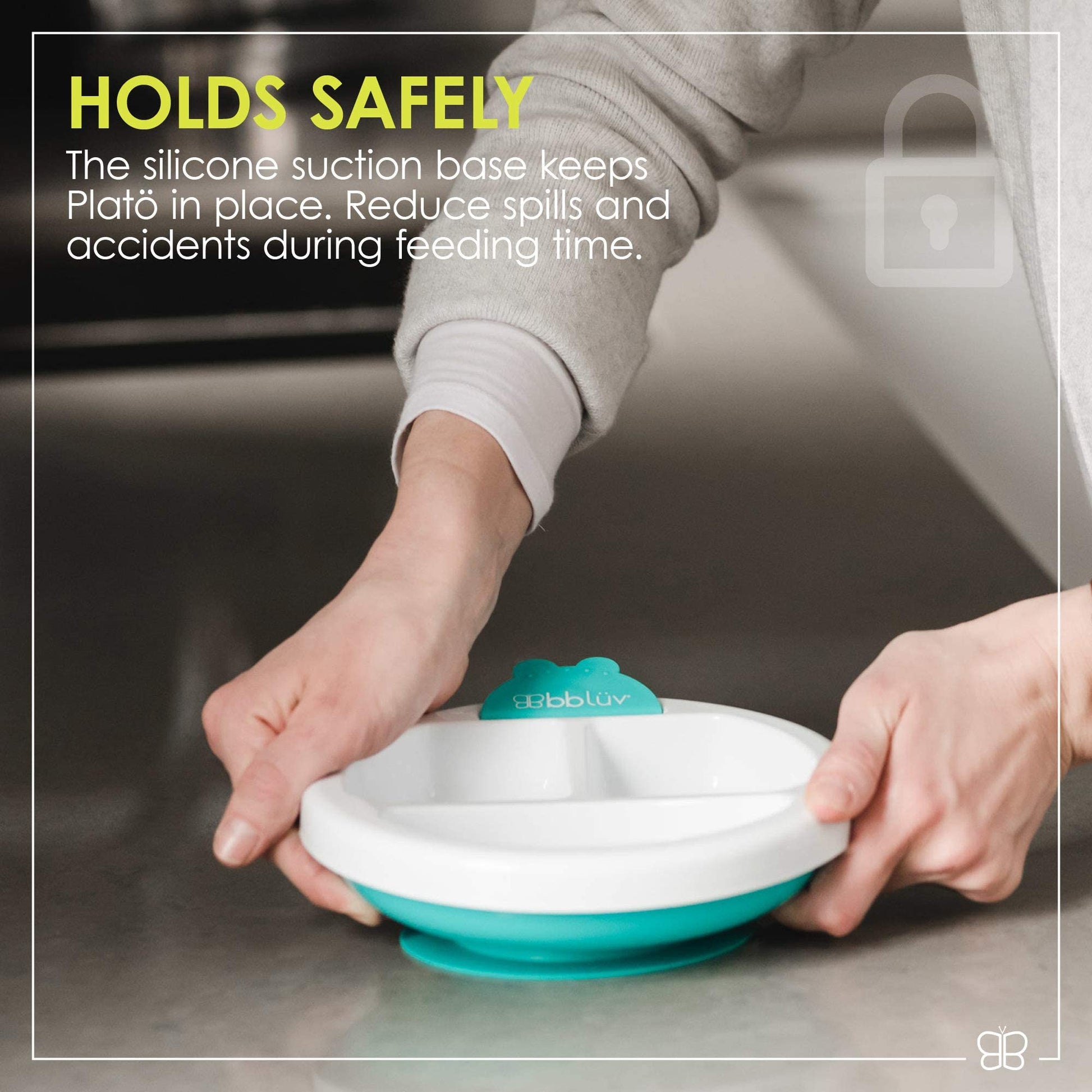 bblüv Plato Warm Feeding Plate for Baby, Aqua