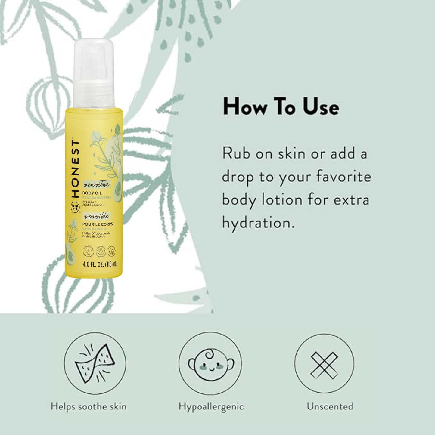 Honest Organic Body Oil, 4 Ounce