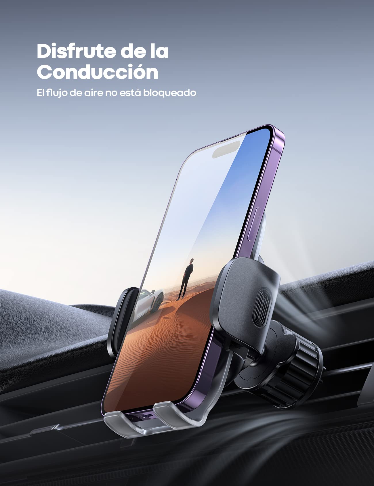 Lamicall Soporte Celular Auto, Porta Celular para Auto - [Clip Elástico Automático] Soporte para Celular Automovil, Porta Carro, Soporte Coche iPhone Smartphone Android Celular de 4 a 7 Pulgadas