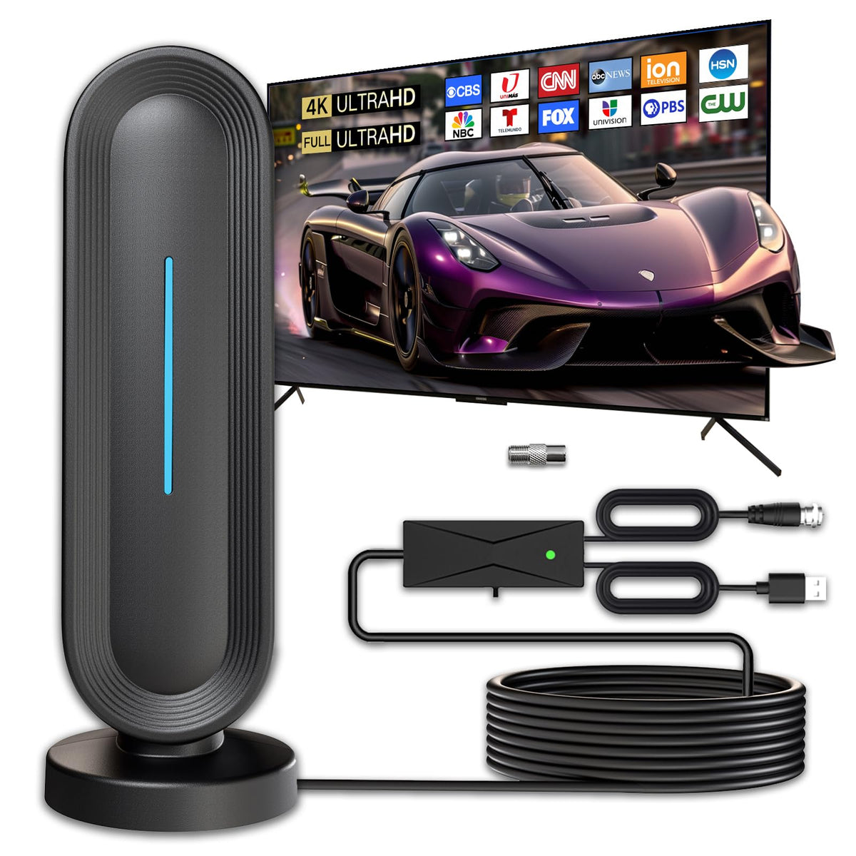 Antena de TV Digital HD 2025 para Interiores con Amplificador de Largo Alcance y Configuración Fácil