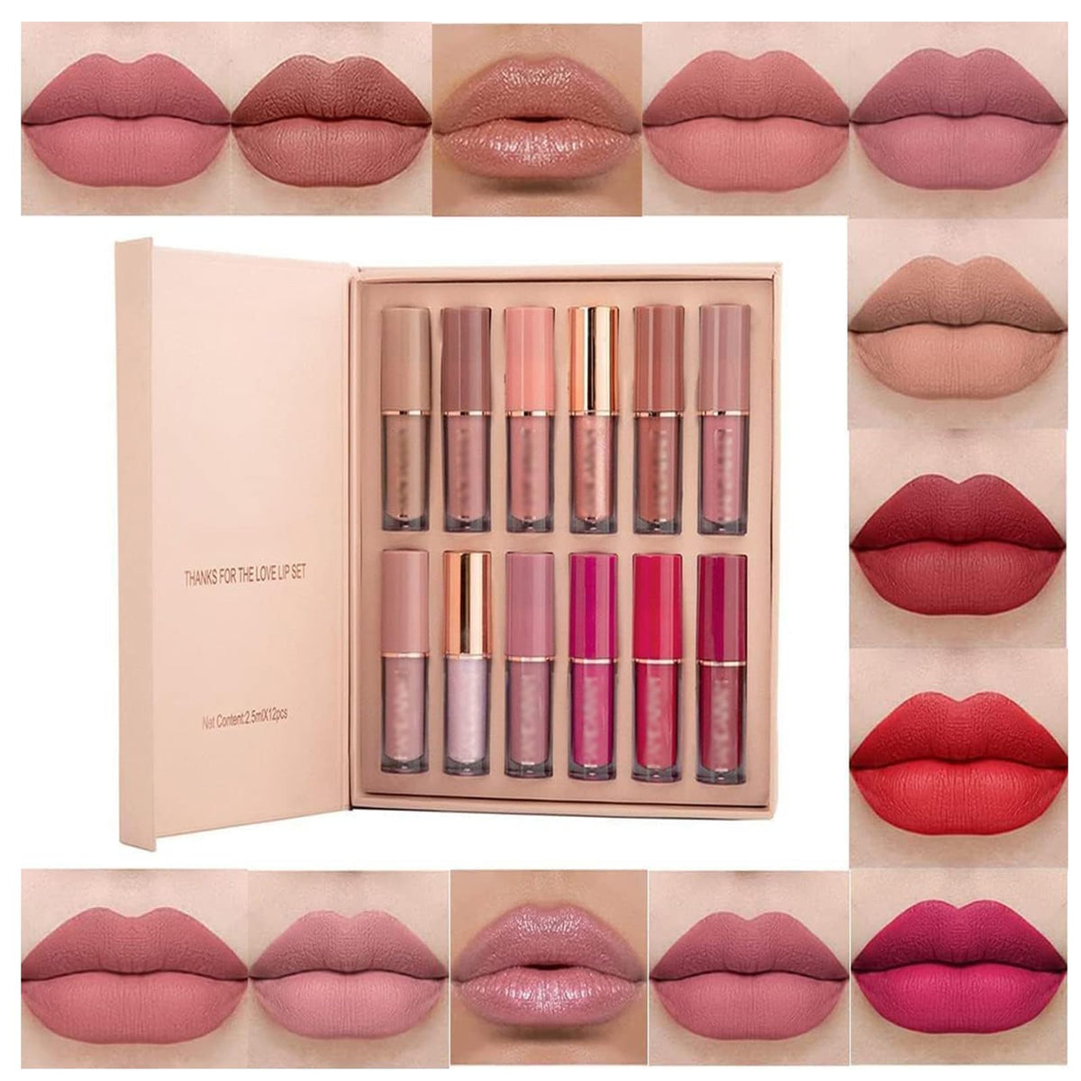 Aofong Set de 12 Lápices Labiales Líquidos Mate Aterciopelados