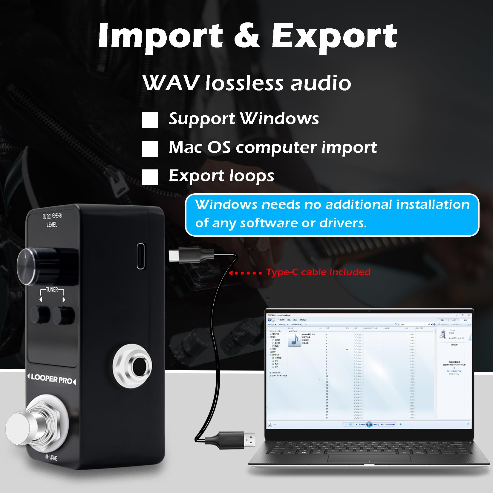 M-VAVE Loop Pedal Pro - 40 minutos de tiempo de bucle 9 bucles Pedal profesional de guitarra con sintonizador para guitarra eléctrica, bucle de un solo paso, overdubs ilimitados deshacer rehacer