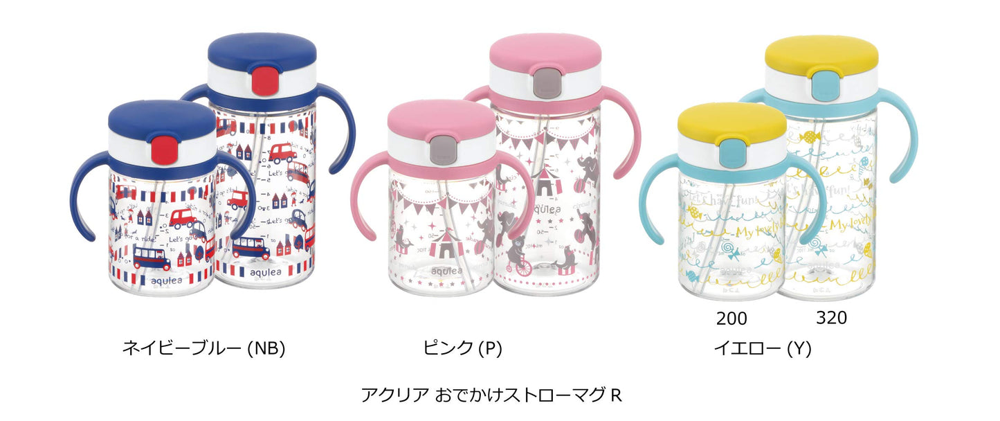 Richell Aqulea Outing - Taza (200 ml), diseño de pajita, color rosa