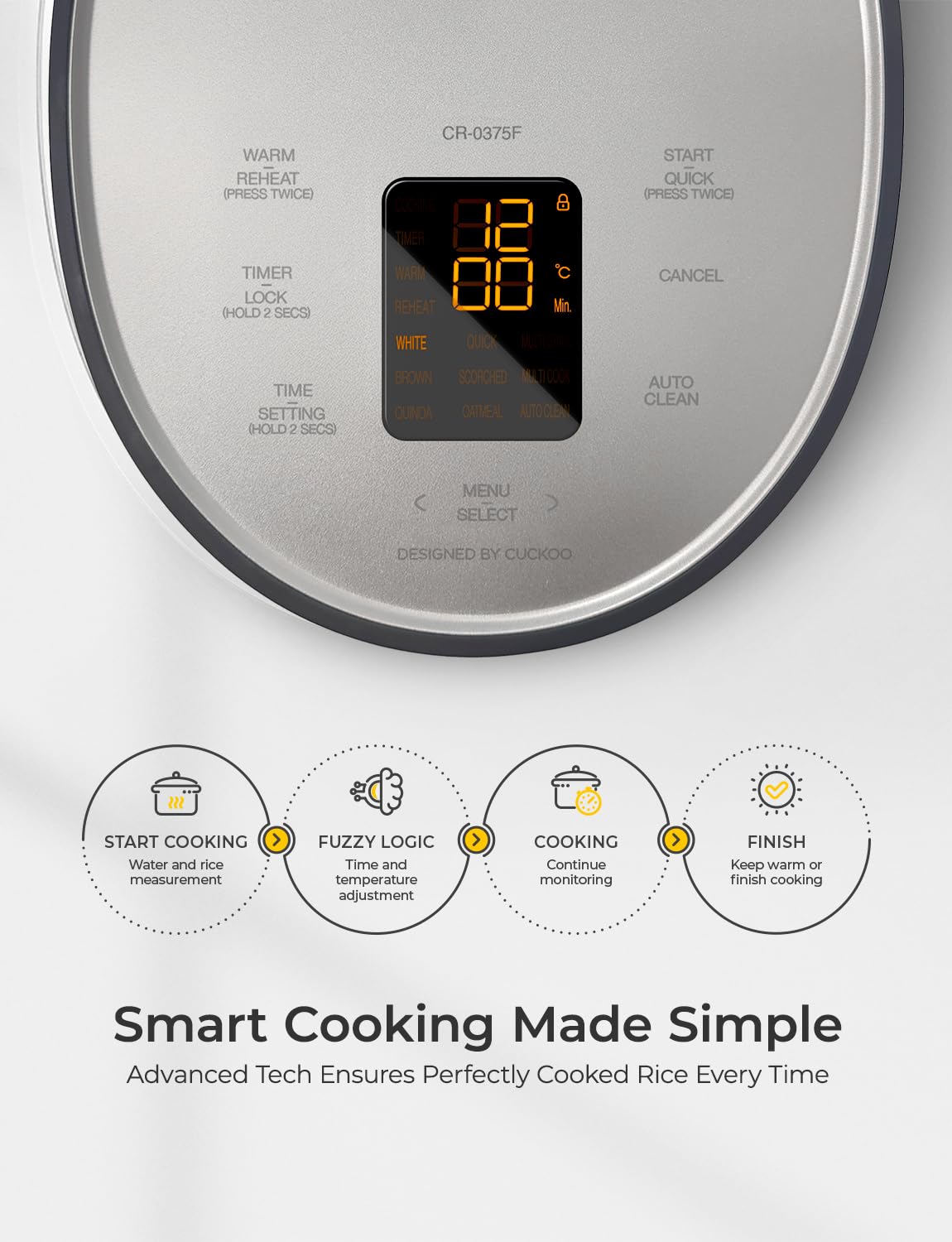 CUCKOO 3-Cup Micom Grey Rice Cooker CR-0375FG, Gris