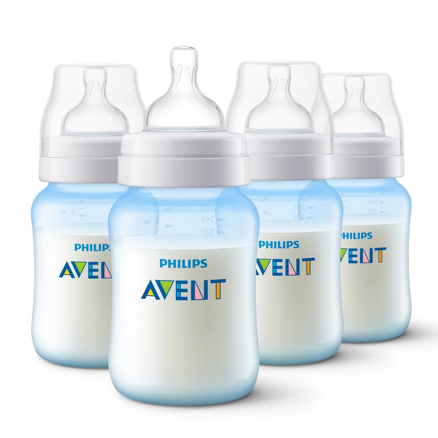 Biberón Anti-colic Philips Avent Azul con Válvula Anticólicos 9 oz 1 m+ 4 Piezas