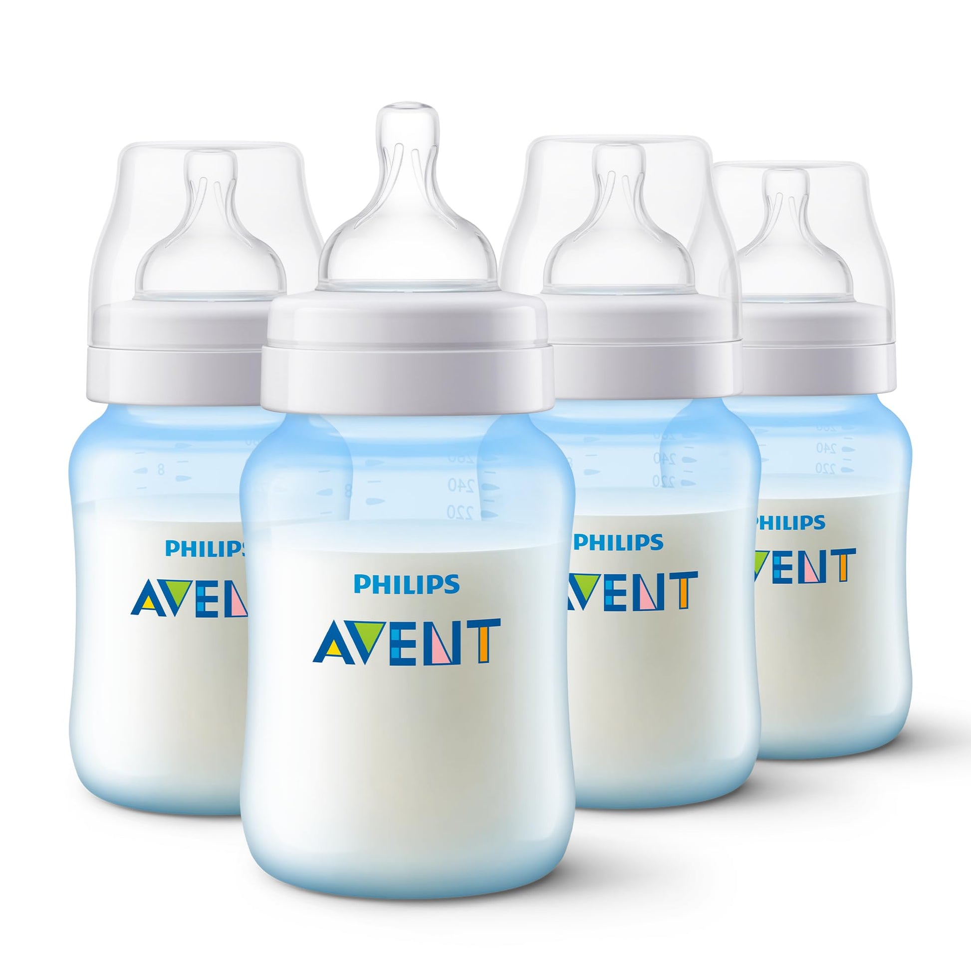 Biberón Anti-colic Philips Avent Azul con Válvula Anticólicos 9 oz 1 m+ 4 Piezas