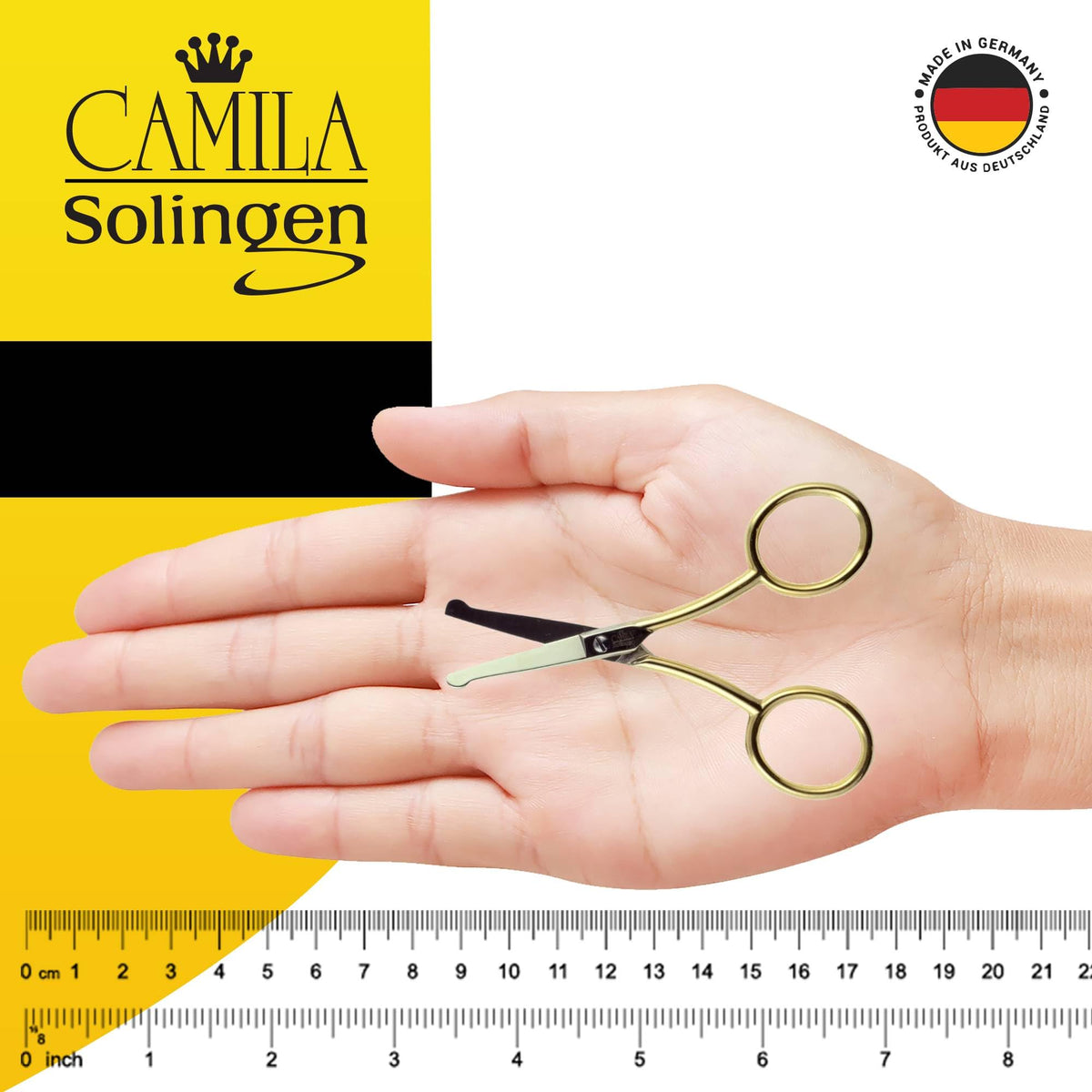 Camila Solingen CS06 3 1/2" Professional Gold Plated Nostril Safety Scissors