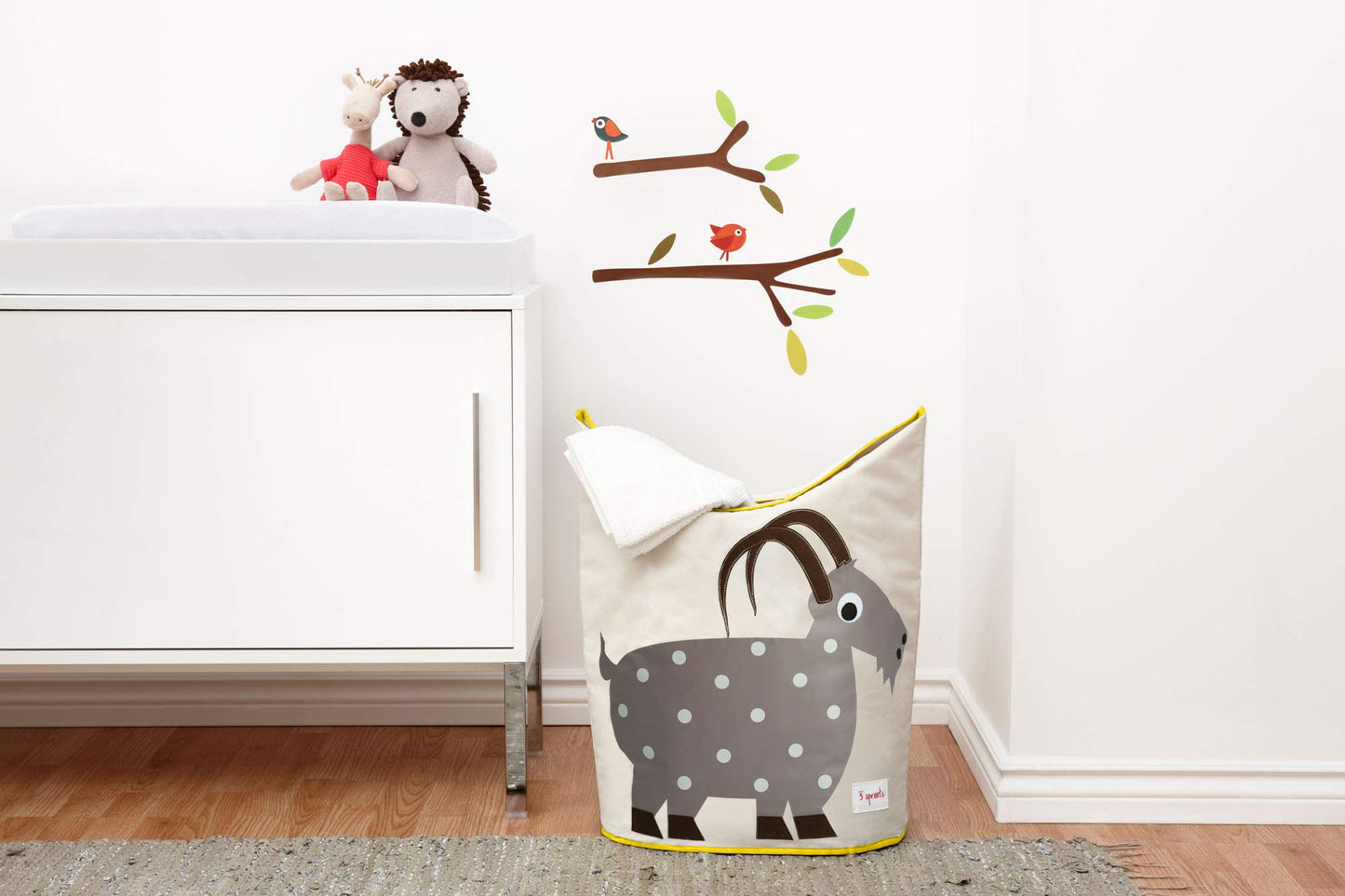 3 Sprouts Baby Laundry Hamper Cesta organizadora de almacenamiento para ropa de guardería - Cabra