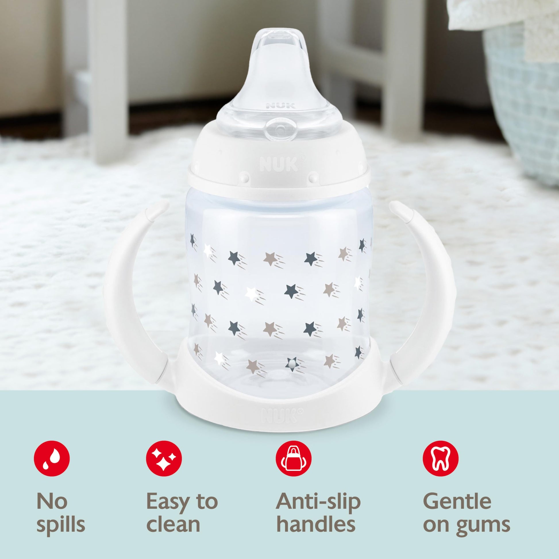 NUK - Taza para estudiantes de más de 6 meses, colección atemporal, exclusiva de Amazon, 5 onzas, paquete de 2 – sin BPA, a prueba de derrames