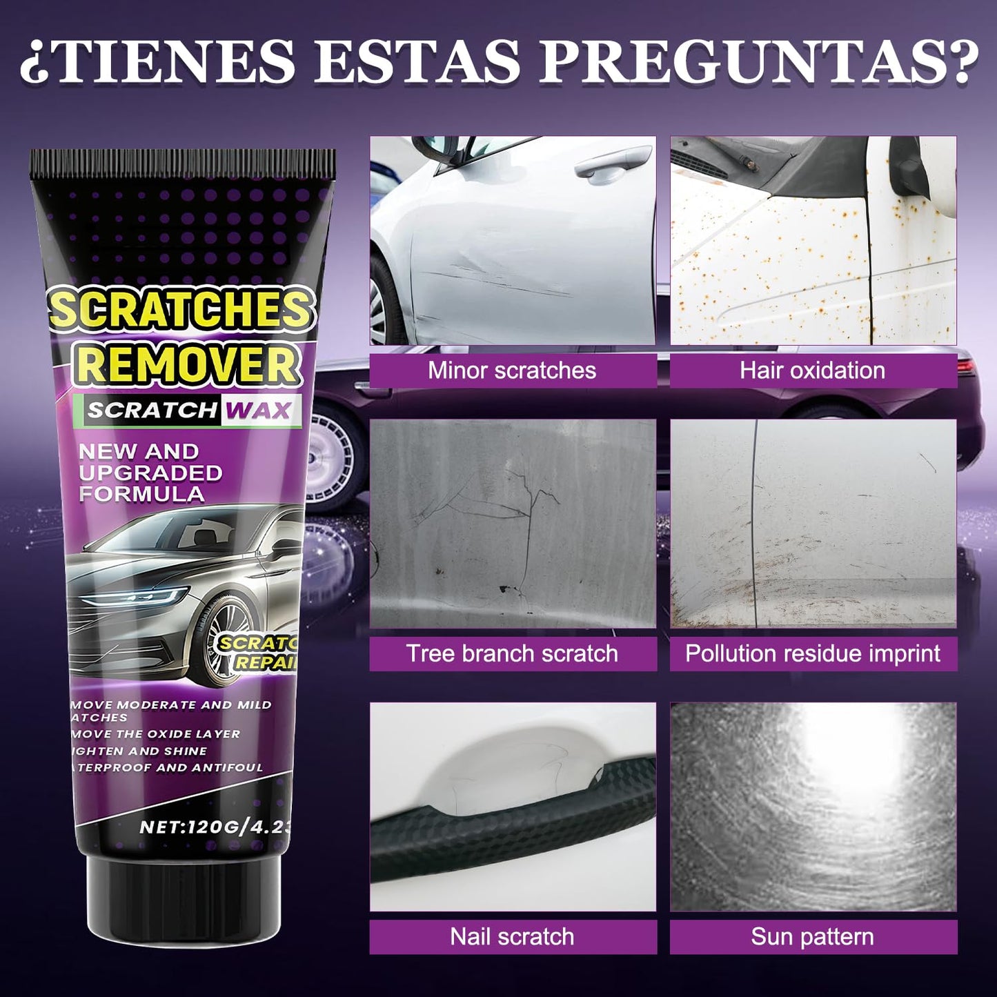 Removedor de Rayones para Auto con Nanopaño y Cera para Pulir Vehículos Kit Reparador