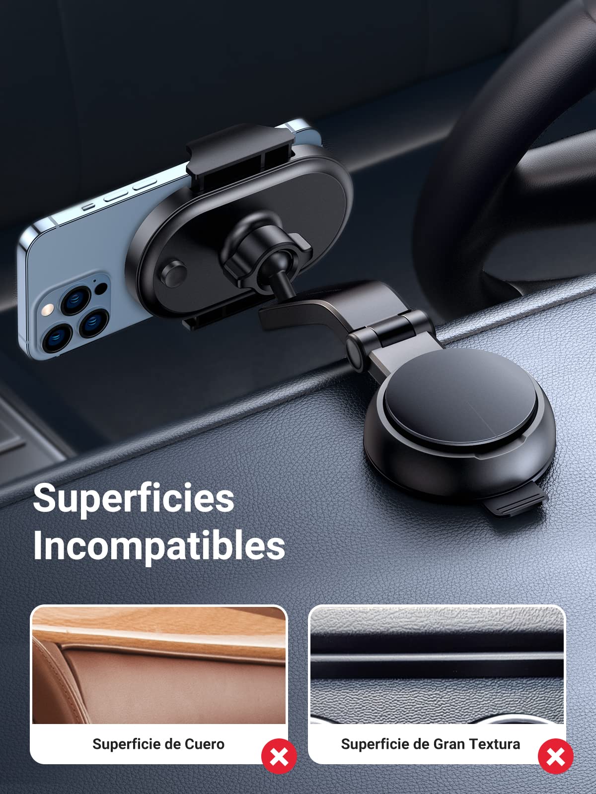 Soporte Celular UGREEN Negro para Automóvil Compatible con iPhone Galaxy