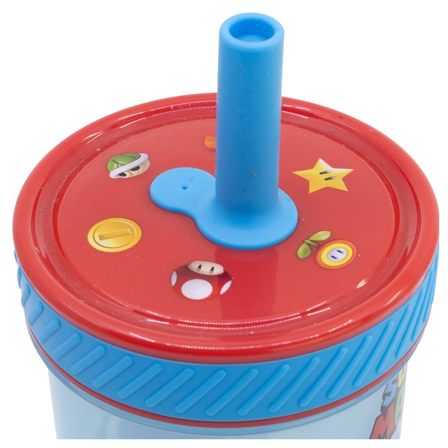 Stor – Vaso Antivuelco para Niños con Tecnología Smartgrip Drop Safe 370 ml Super Mario | Producto Oficial con Licencia Nintendo| Con Popote | A Prueba de Derrames | El Vaso que No se Cae