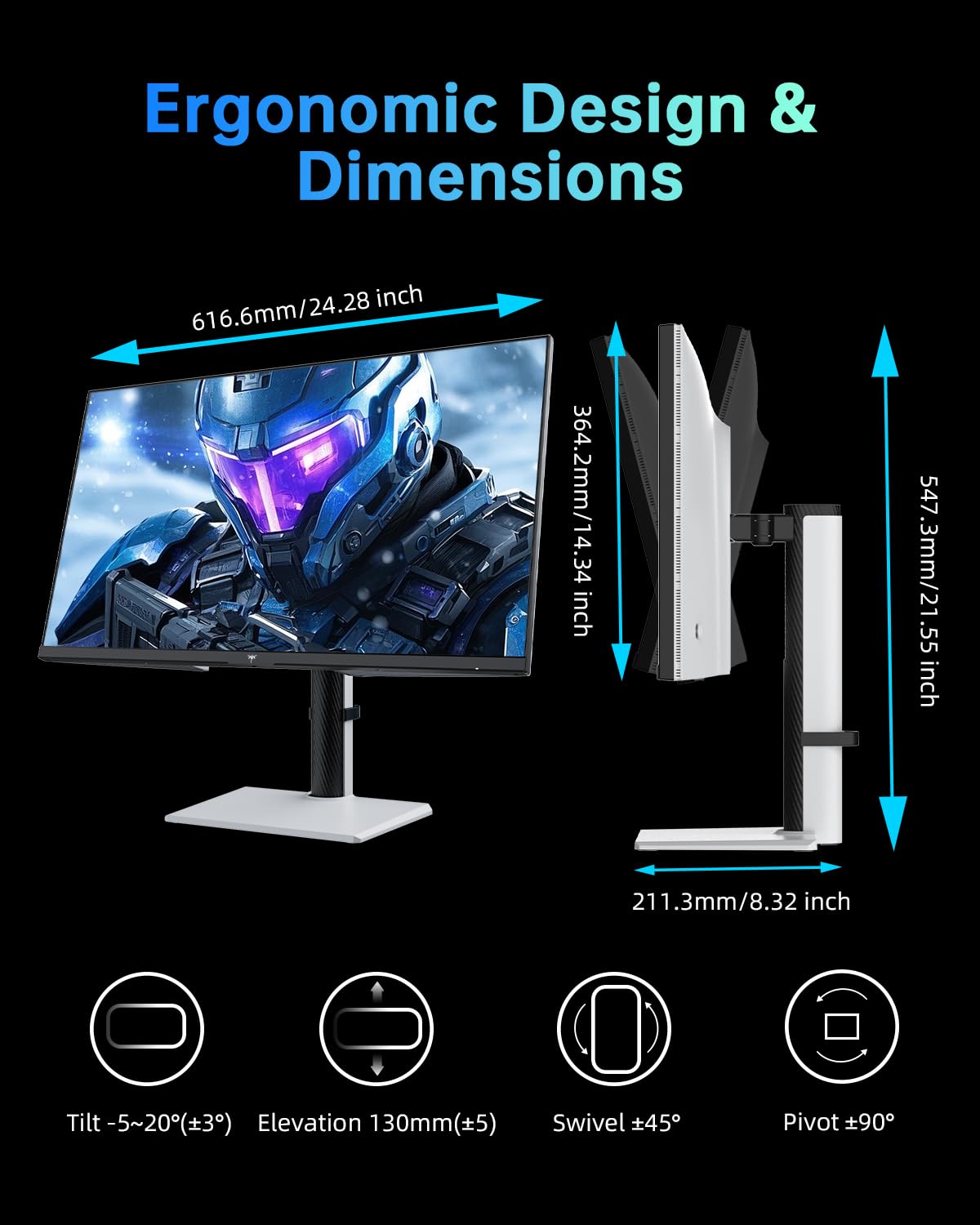KTC Mini monitor LED para juegos de 27 pulgadas, monitor 1440P 2K, HDR1400, 180Hz, sincronización adaptativa, 148% sRGB, HDMI 2.0 x 2, DisplayPort 1.4 x 1, monitores gamer con ángulos de altura