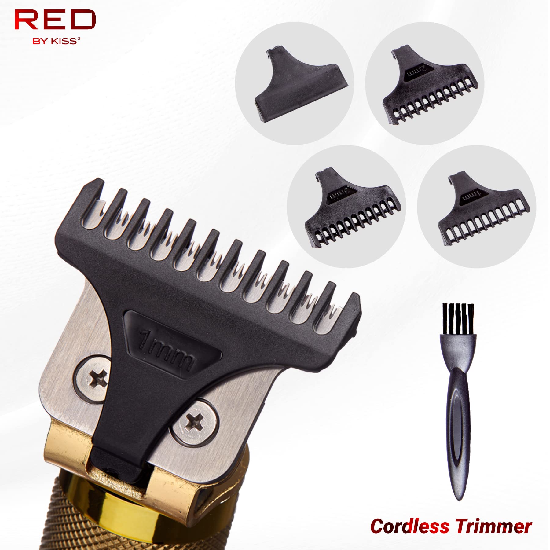 Cortadora de Pelo Inalámbrica RED by Kiss Negra Recargable con Cuchilla de Precisión para Hombre