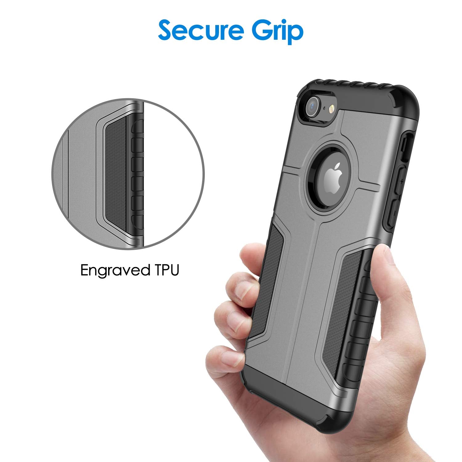JETech Funda para iPhone 8 y iPhone 7, Carcasa Protectora de Doble Capa Absorción de Choque (Plata)