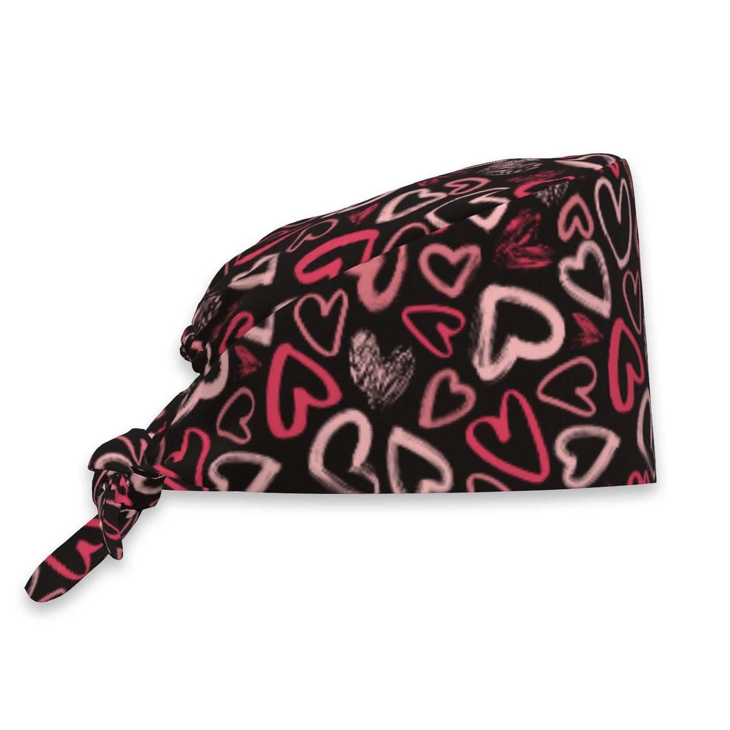 POUIXCT Gorro quirúrgico de trabajo con banda para el sudor, ajustable con cierre de cordón, ligero, para enfermeras y hombres (diseño de corazón estilo doodle).