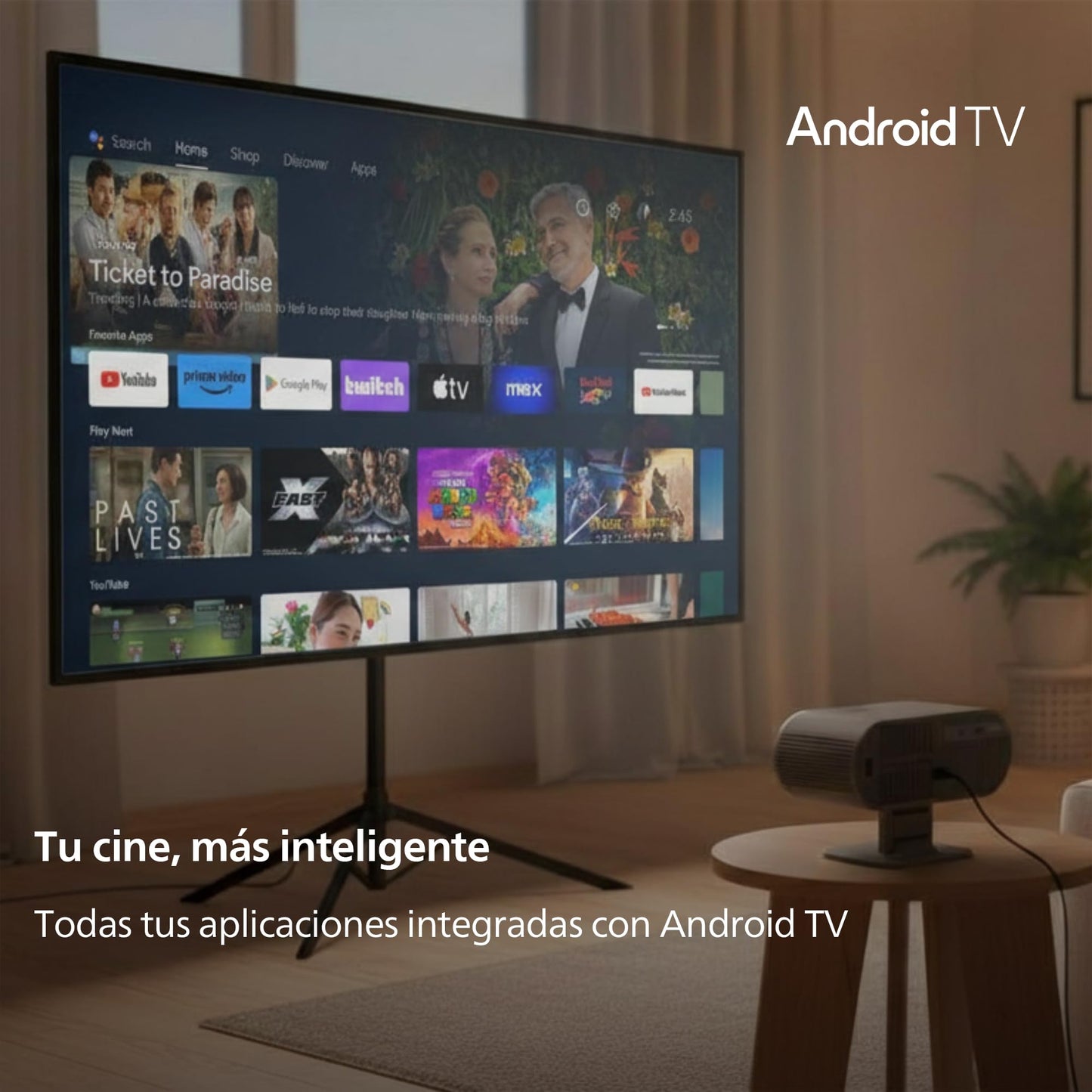 Philips, Neopix 160 Smart, Proyector de cine en casa, Full HD 1920 x 1080p, 250 lúmenes, Google TV, fuente de luz LED, soporte giratorio, Wi-FI 6, sonido estéreo de 2 x 5 vatios, negro.