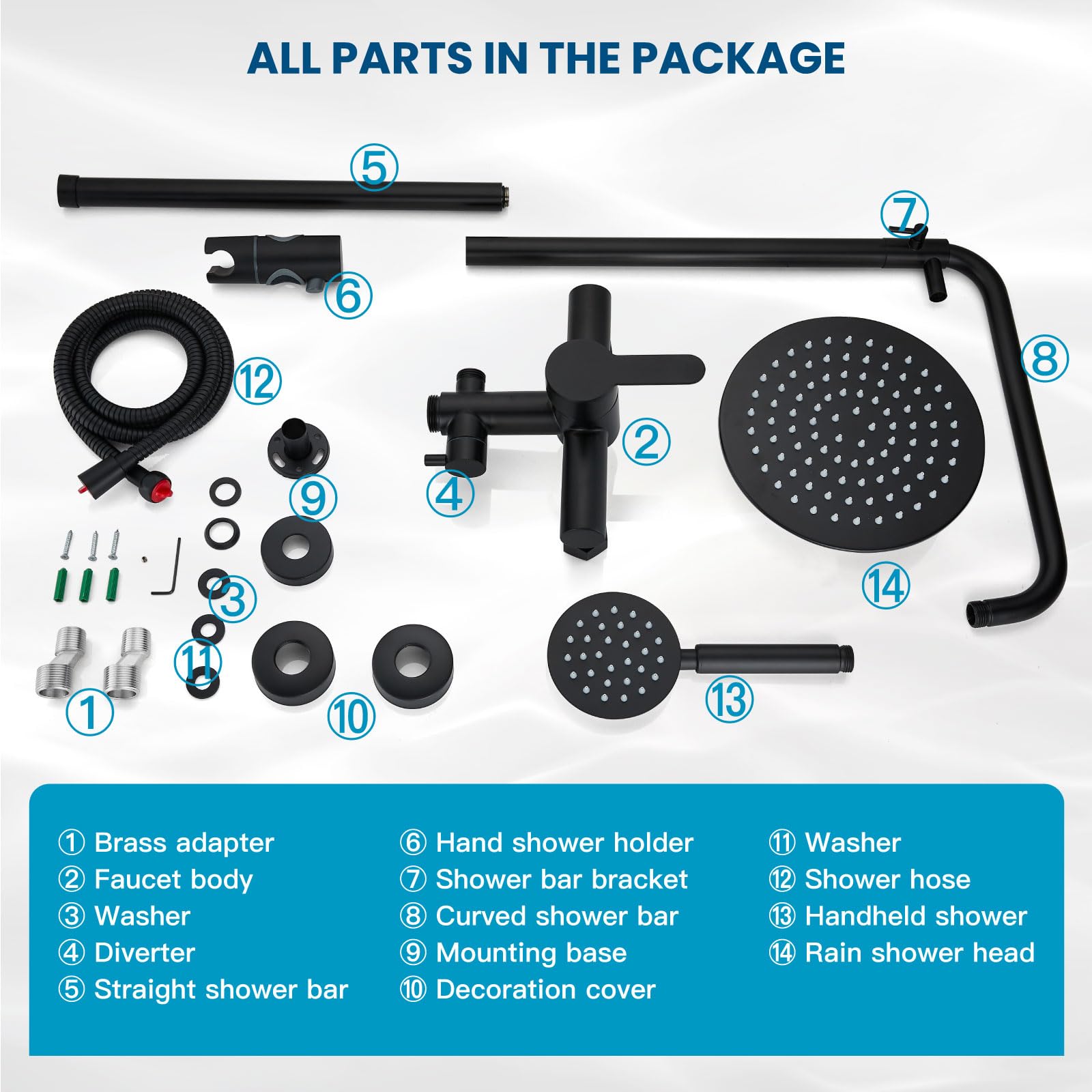 gotonovo SUS304 - Juego de accesorios de ducha para exteriores, sistema de ducha de lluvia de alta presión, montaje en pared, 2 cabezales de ducha de doble función de 8 pulgadas y rociador de mano