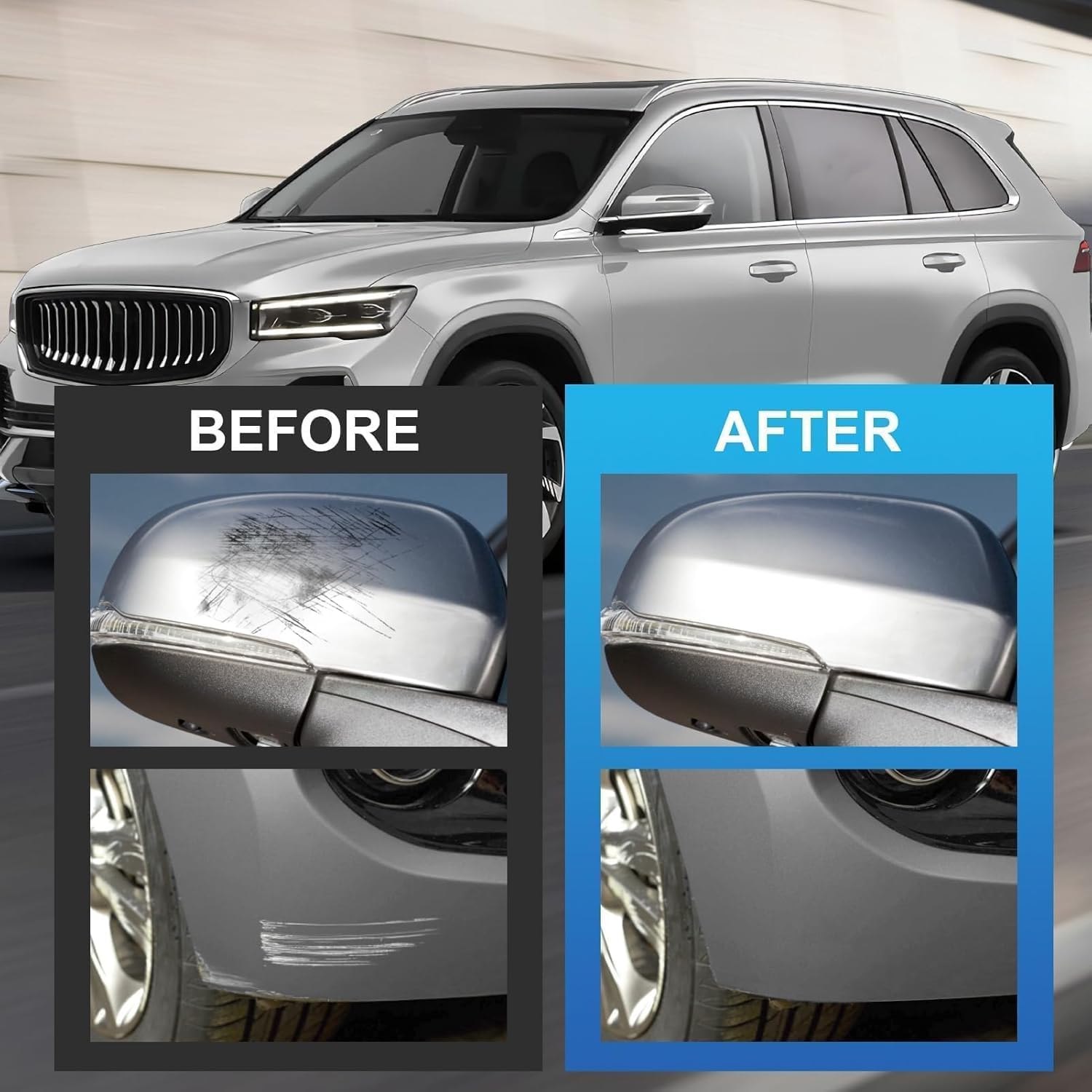 Car Scratch Remover Pen,POKYGO 3 PCS Bolígrafo Reparador, Pintura Retoque Automotriz, Restaurador de Pintura Automotriz, Lápiz de Pintura para Coche para Arañazos Menores,Cuidado del Coche (Plateado)