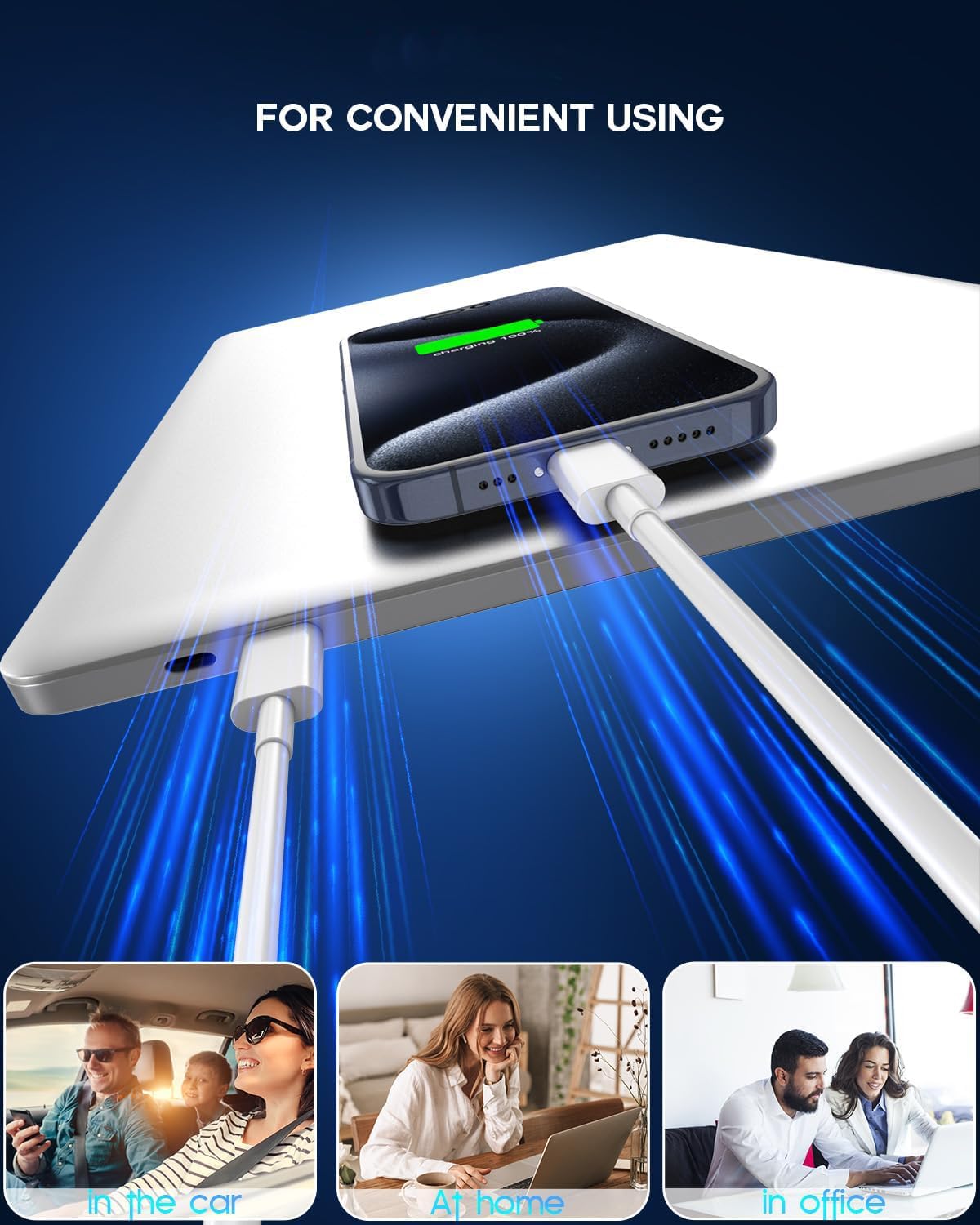 Cable USB C a USB C MORNWELL 240W Blanco PD Carga Rápida 2M para iPhone Galaxy MacBook iPad Huawei