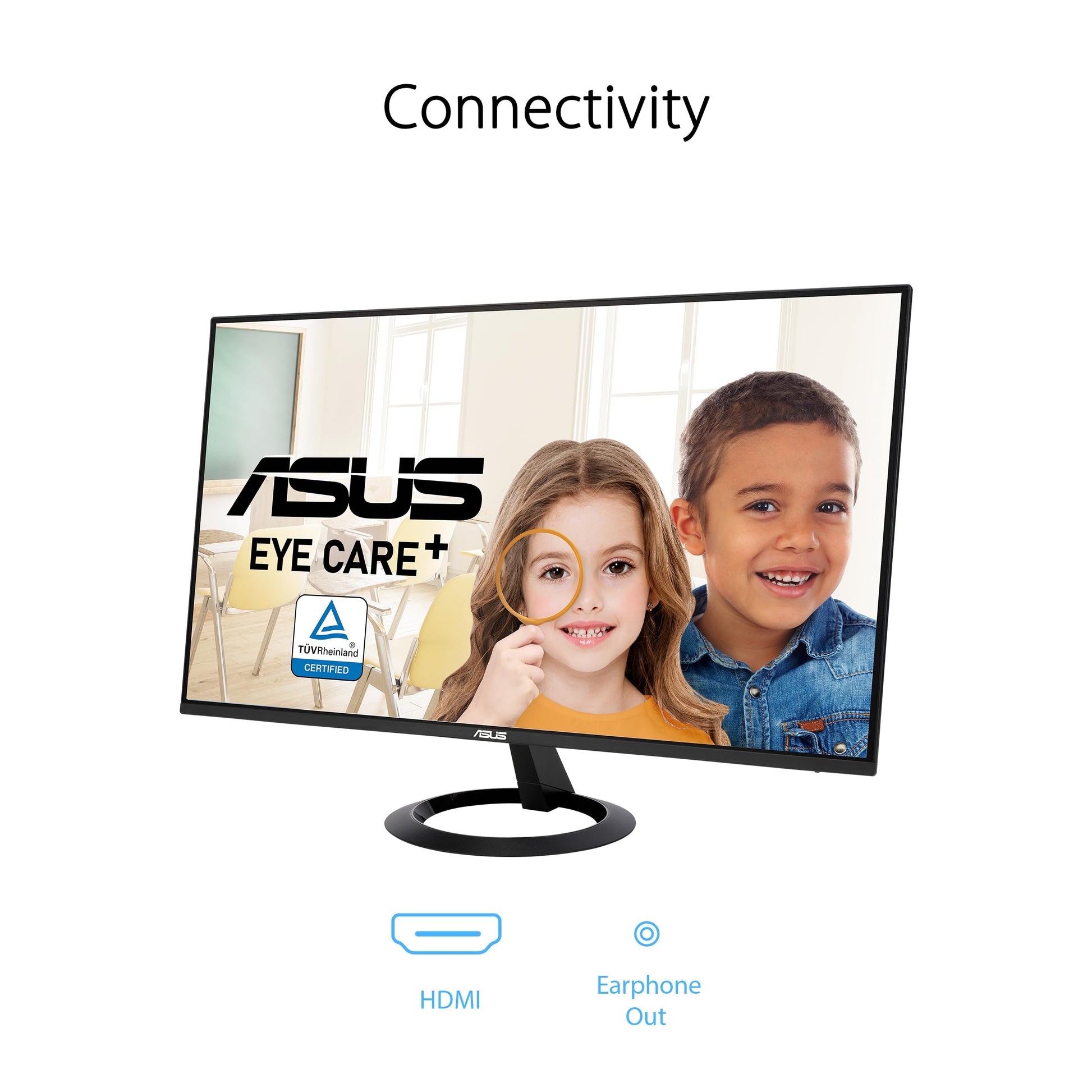 ASUS Monitor VZ24EHF Eye Care: 24 Pulgadas (23,8 Pulgadas visibles), IPS, Full HD, sin Marco, 100 Hz, sincronización adaptativa, MPRT de 1 ms, HDMI, luz Azul Baja, sin Parpadeo, Montaje en Pared