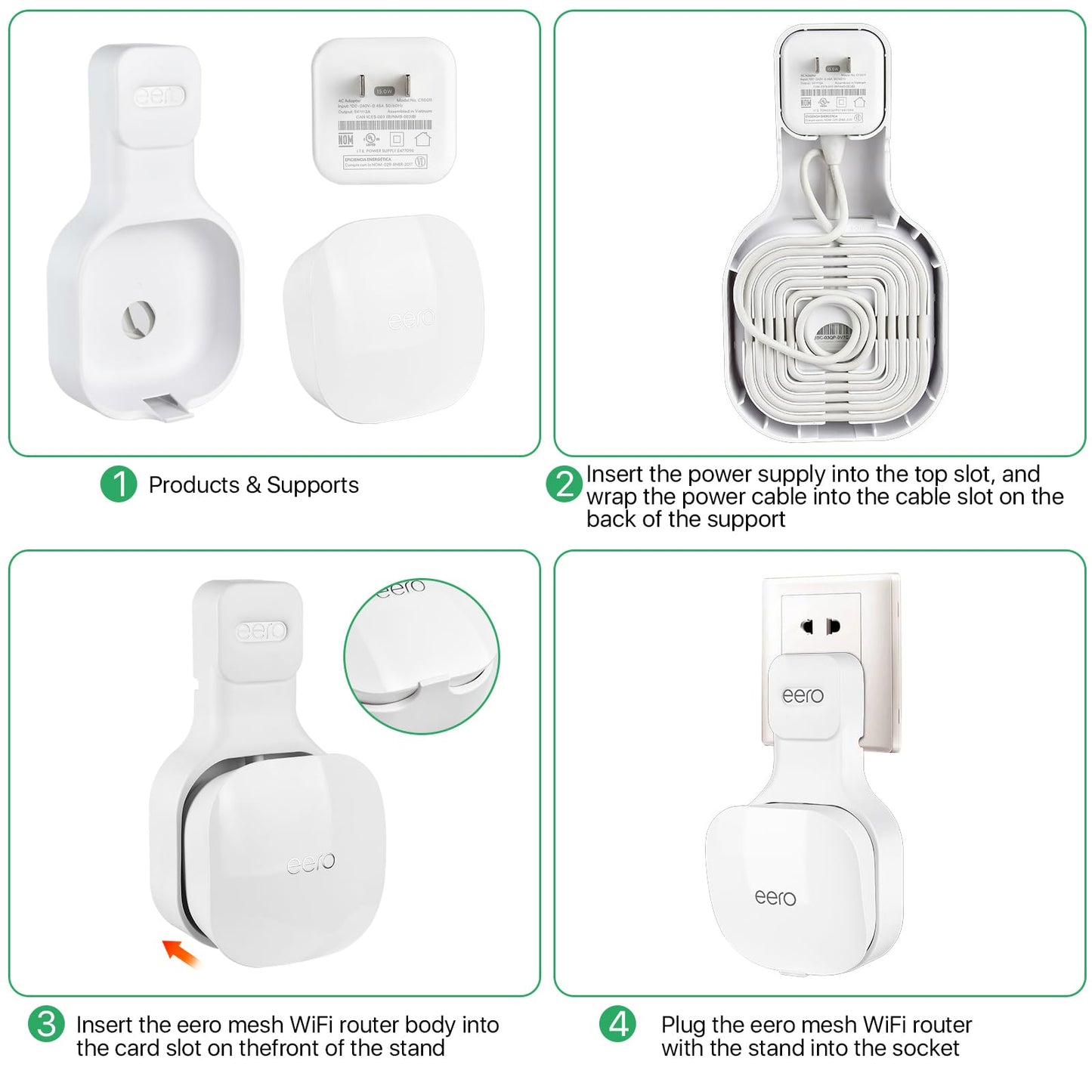 Soporte de Pared eero Blanco para Enrutador WiFi de Malla con Almacenamiento de Cables