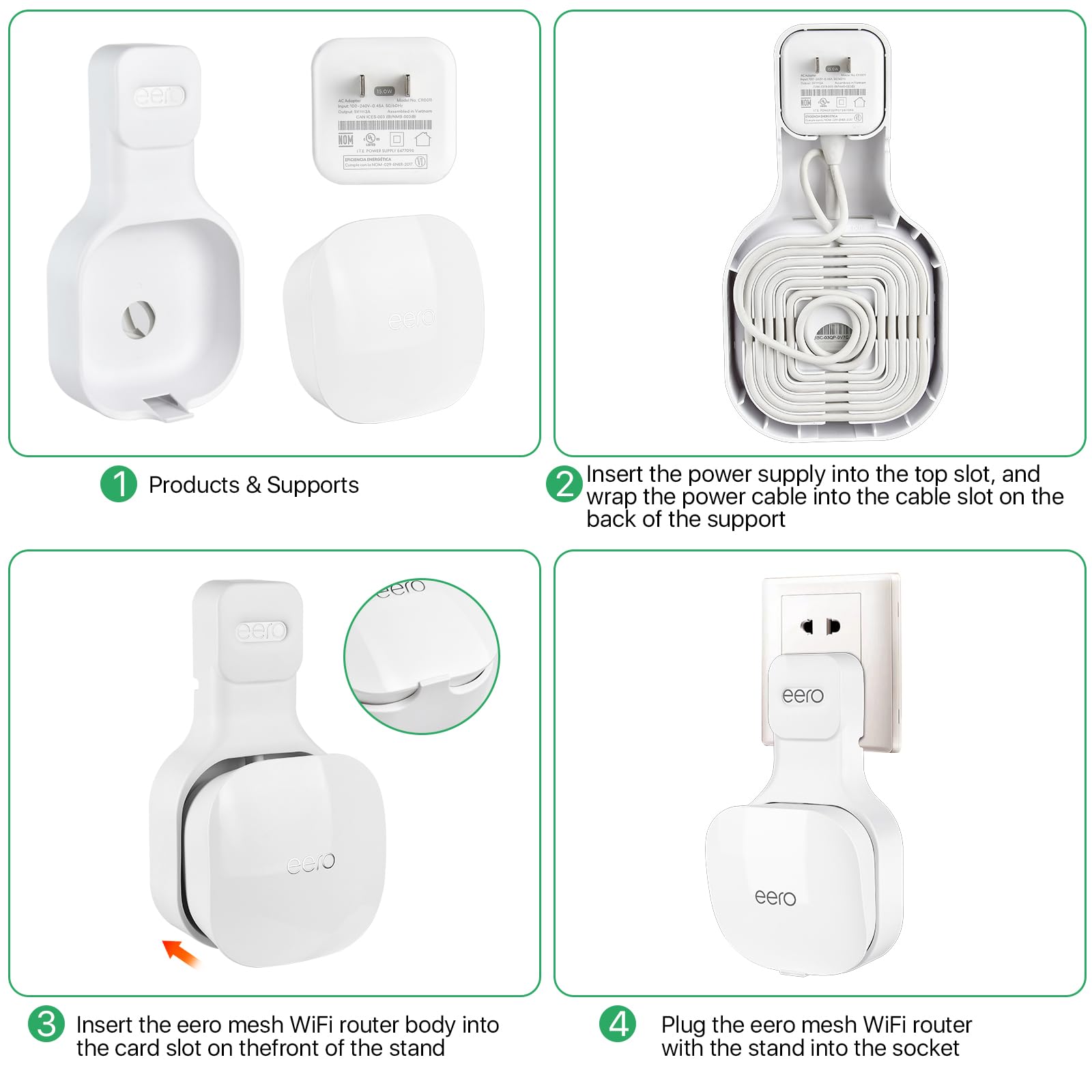 Soporte de Pared eero Blanco para Enrutador WiFi de Malla con Almacenamiento de Cables