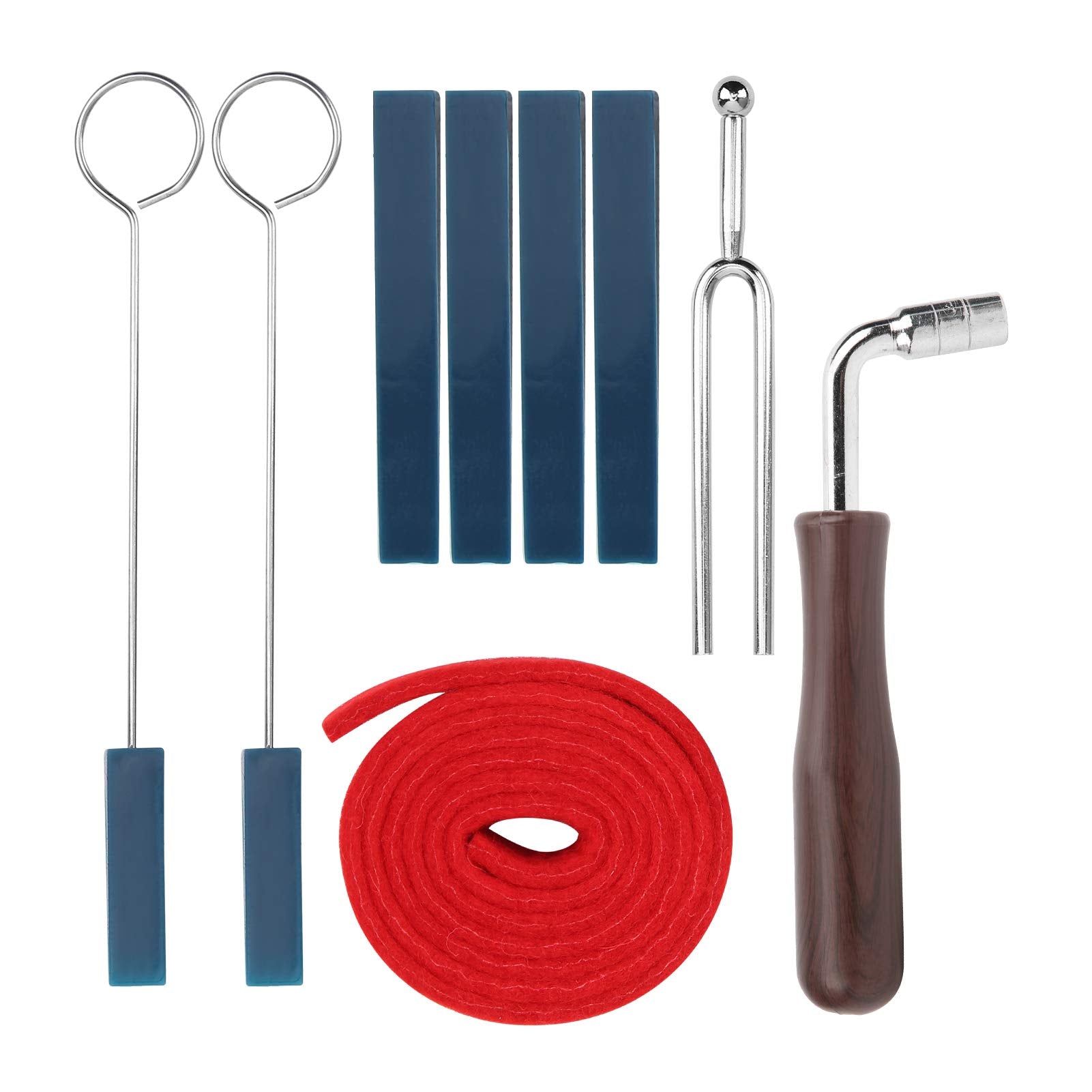 Keenso Juego de Herramientas de afinación de Piano, Llave de afinación en Forma de L de 16 cm, Mudo de Goma de 19 cm, mudos de cuña de Goma de 10,2 cm, diapasón de Banda de Temperamento de 110 cm