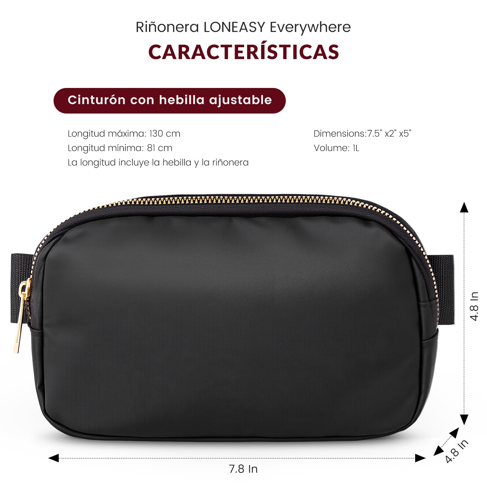LONEASY 2 Cangurera Deportiva, 2 Unidades Riñonera Deportiva Riñonera de Marcha Running, Impermeable Gran Capacidad Bolso de Cintura Viajar Moda Riñoneras Multifuncional, Negro y Blanco,Hombre Mujer